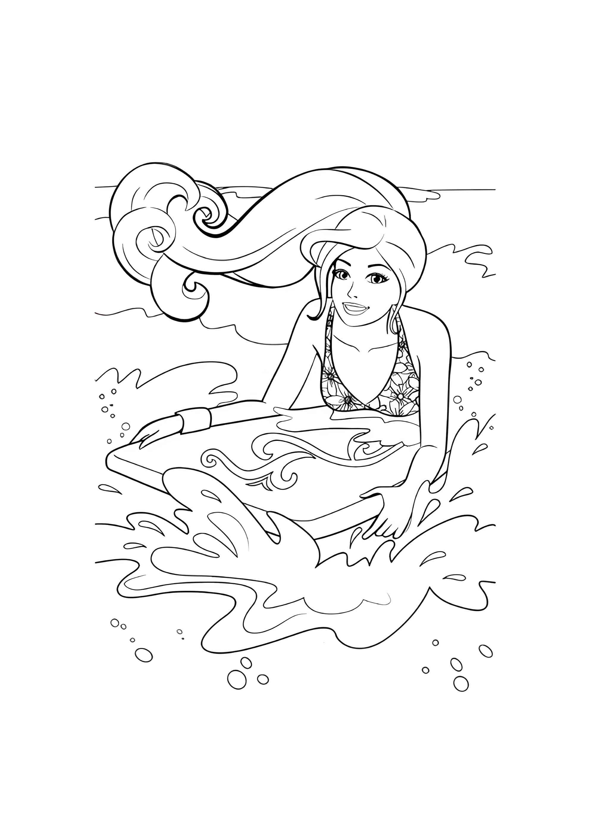 Раскраска Барби на море