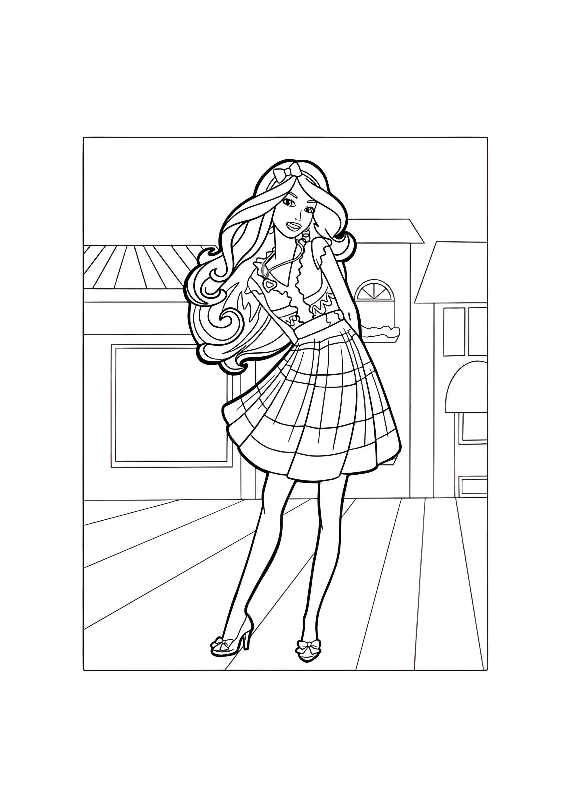 Раскраска Барби на шоппинге