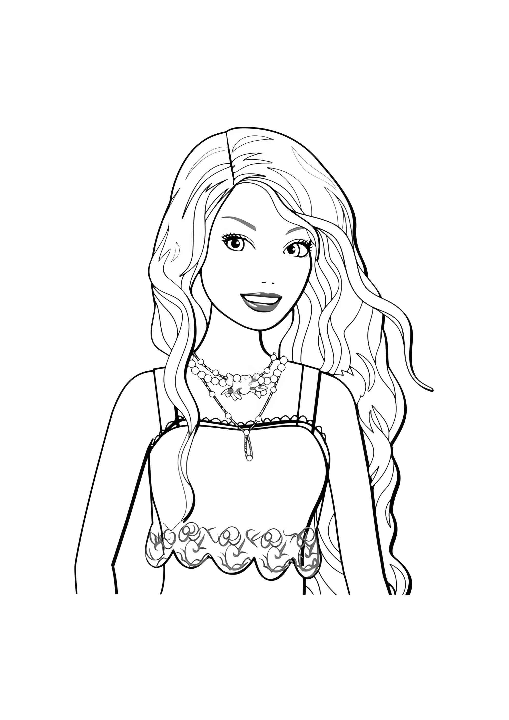 Раскраска Барби накрутила волосы