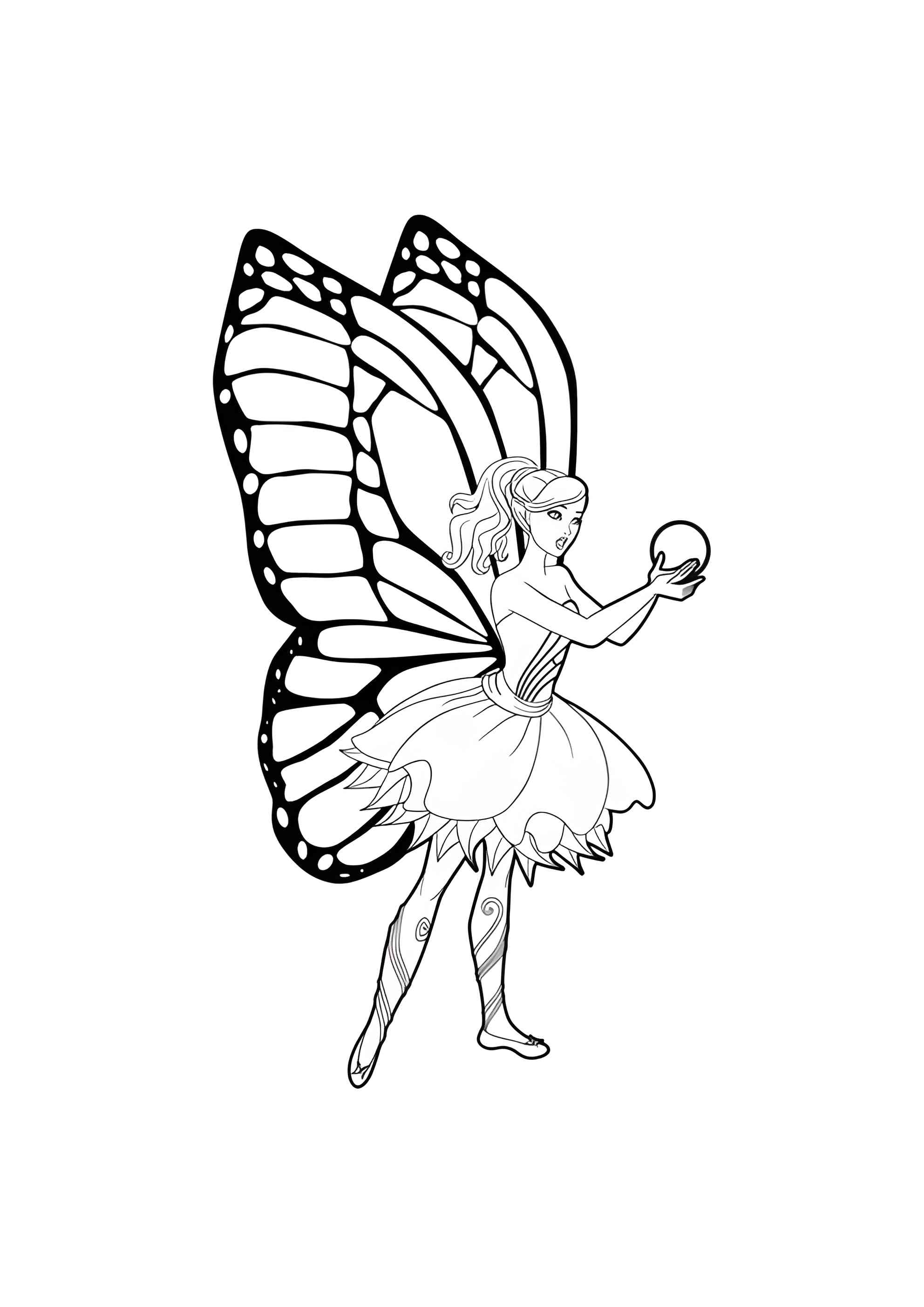 Раскраска Барби с фейскими крыльями