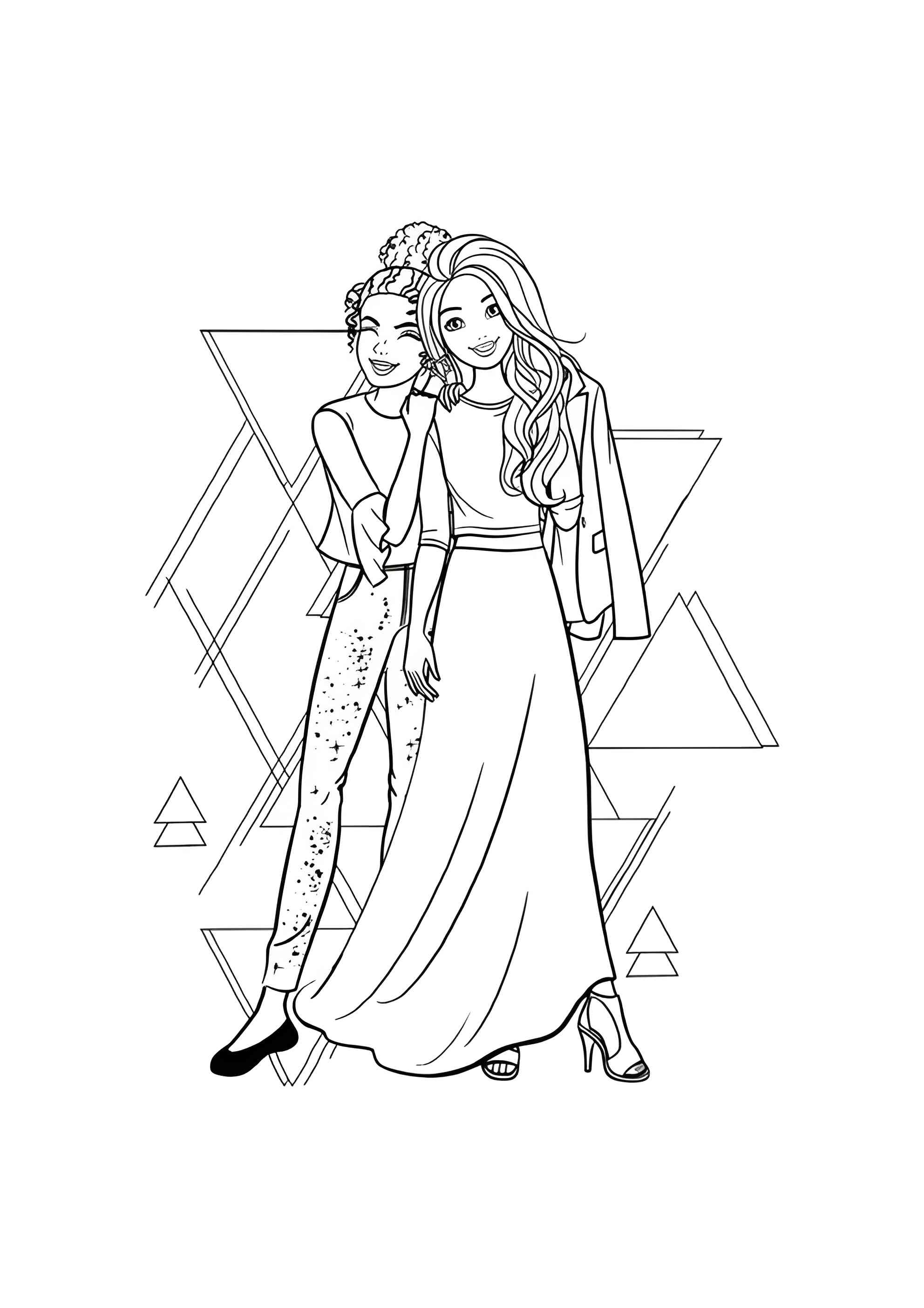 Раскраска Барби с лушчей подругой