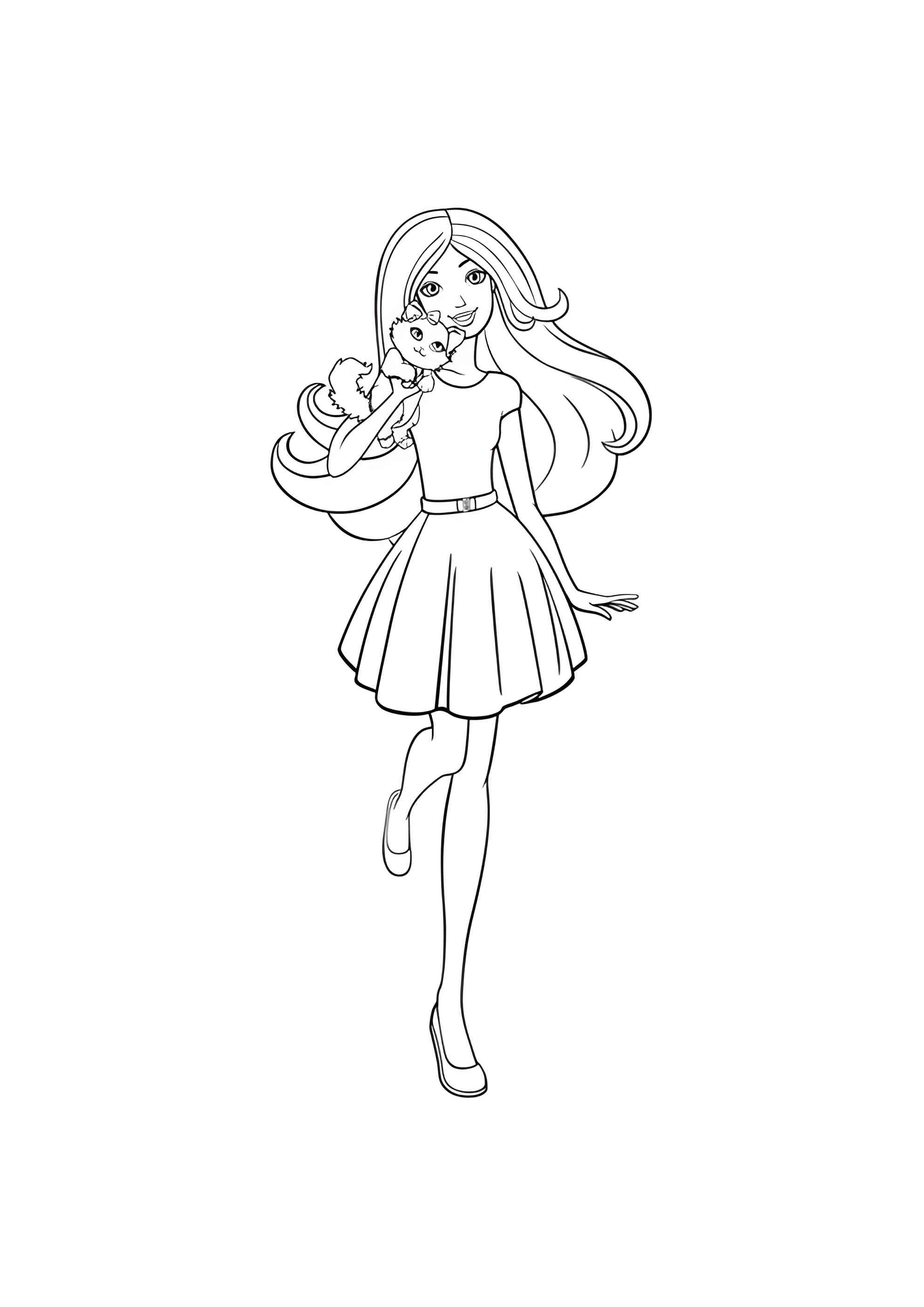 Раскраска Барби с любимчиком