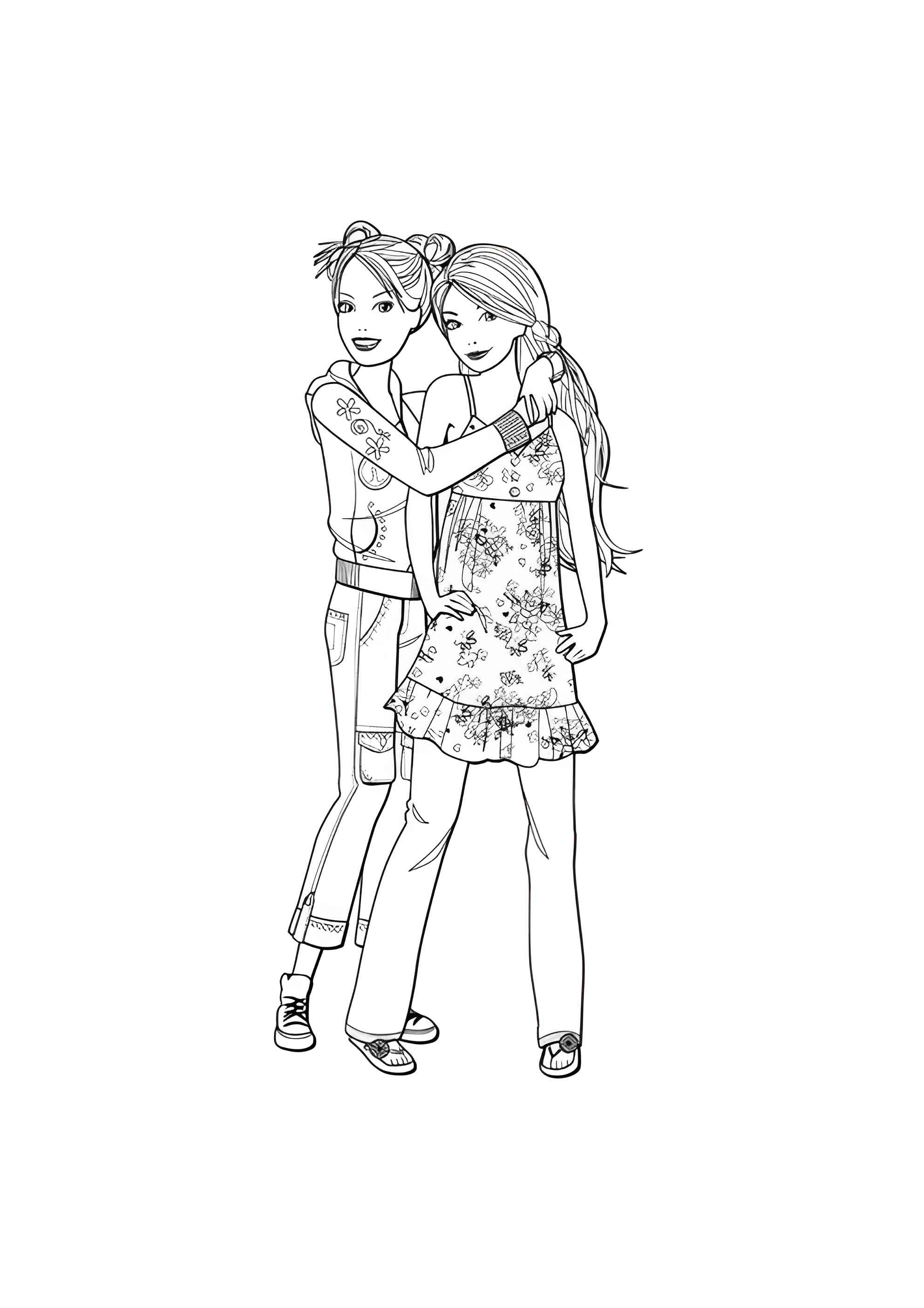 Раскраска Барби с любимой подружкой