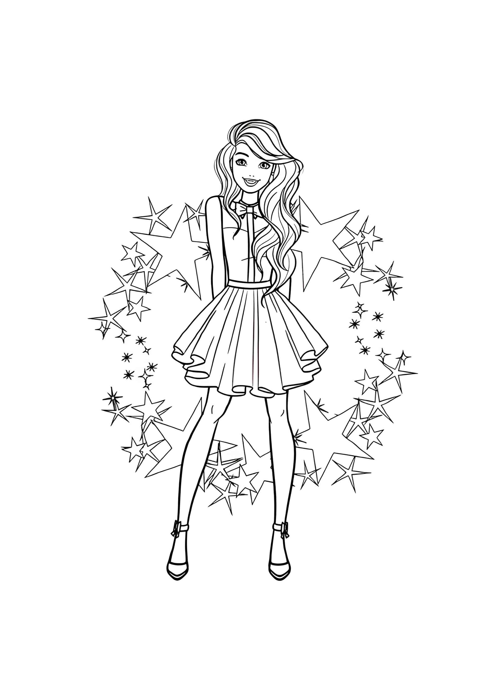 Раскраска Барби супер звезда