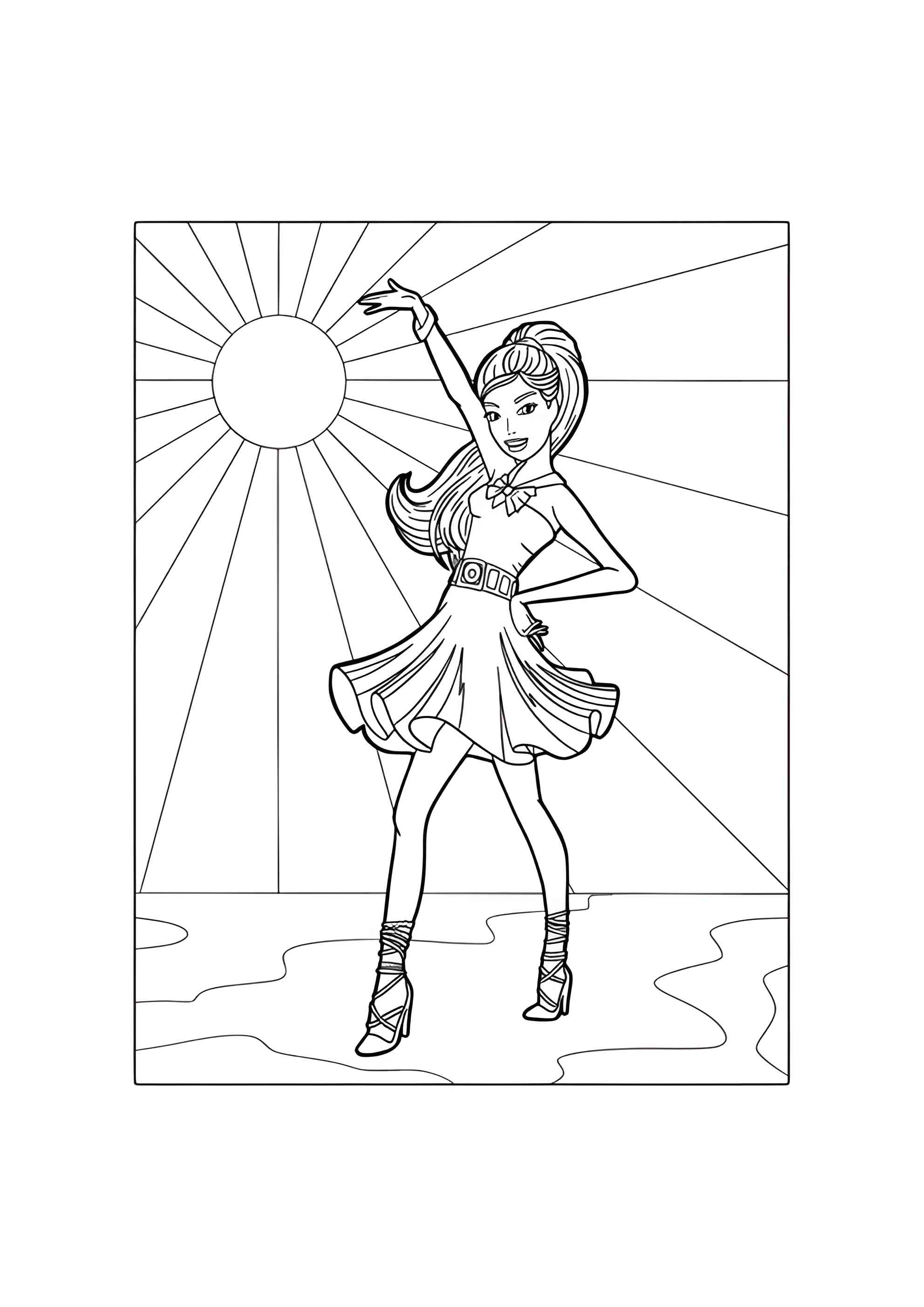 Раскраска Барби танцует