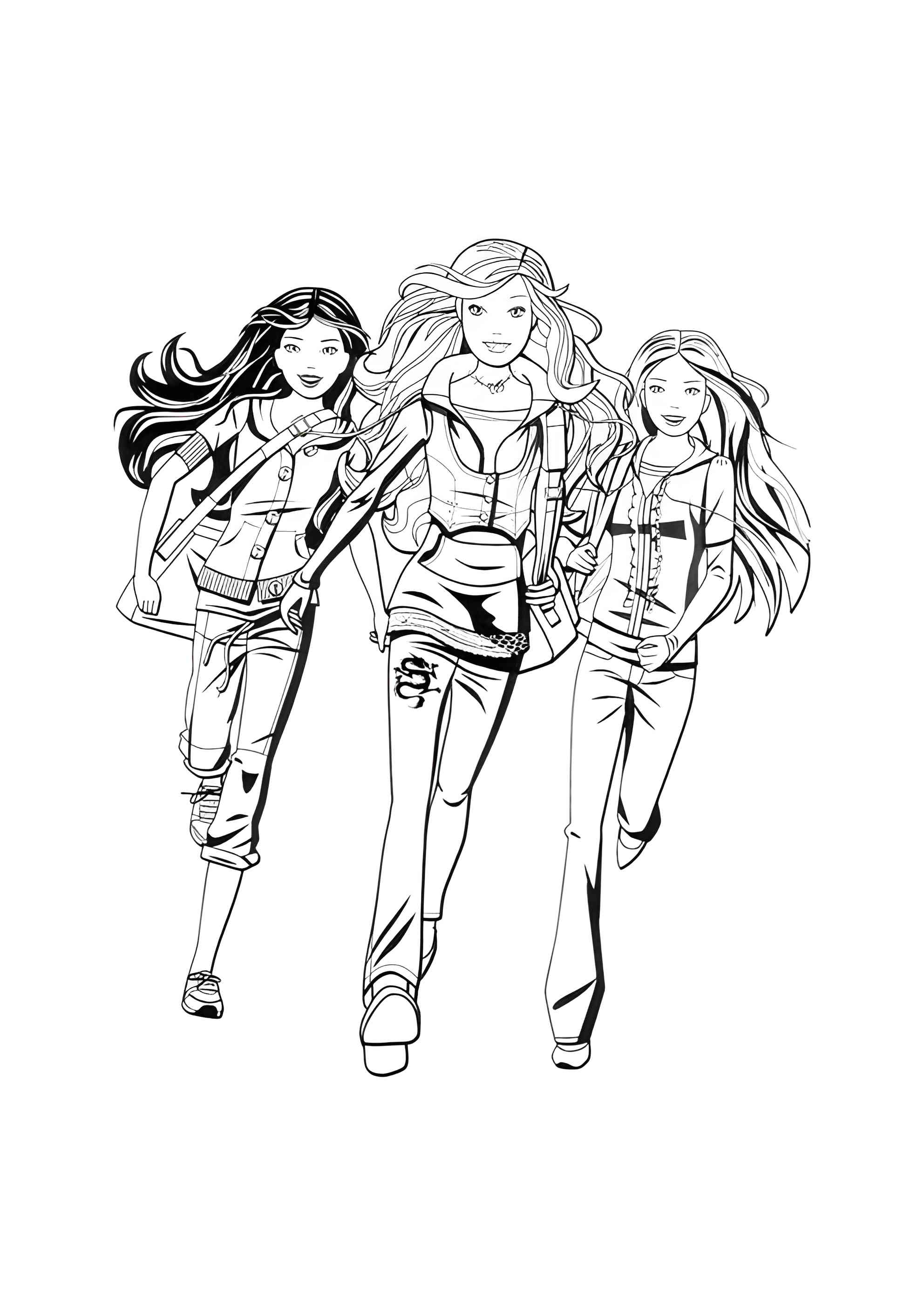 Раскраска Барби убежали из школы