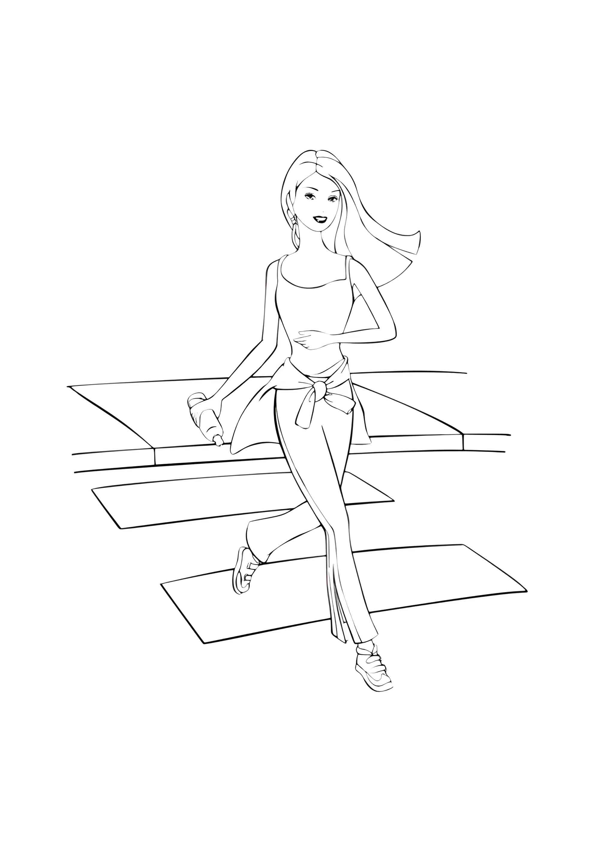 Раскраска Barbie на пробежке