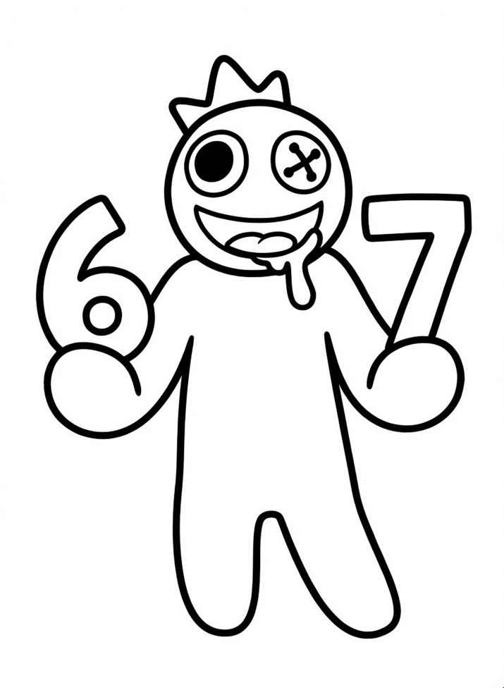 Раскраска Блю из Rainbow Friends с 67