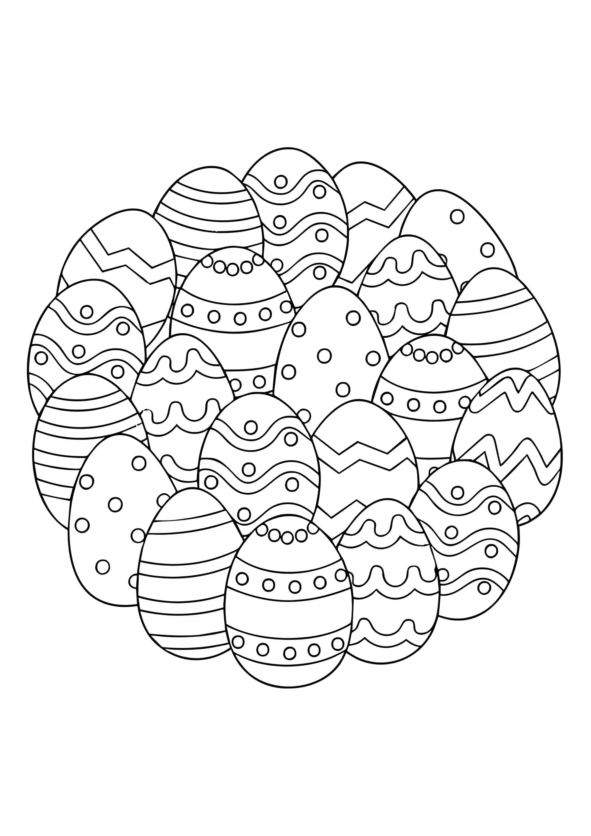 Раскраска Большой набор яиц на пасху