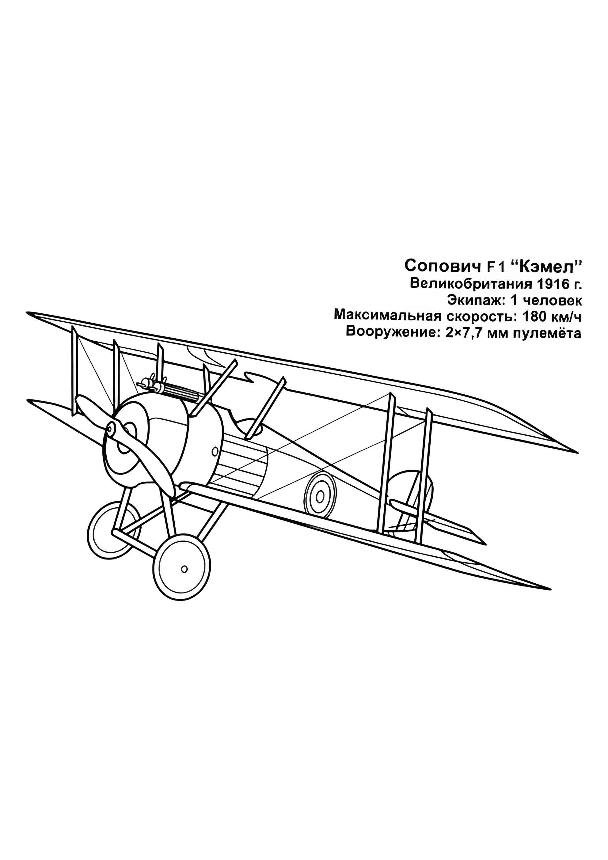 Раскраска Британский истребитель Кэмел