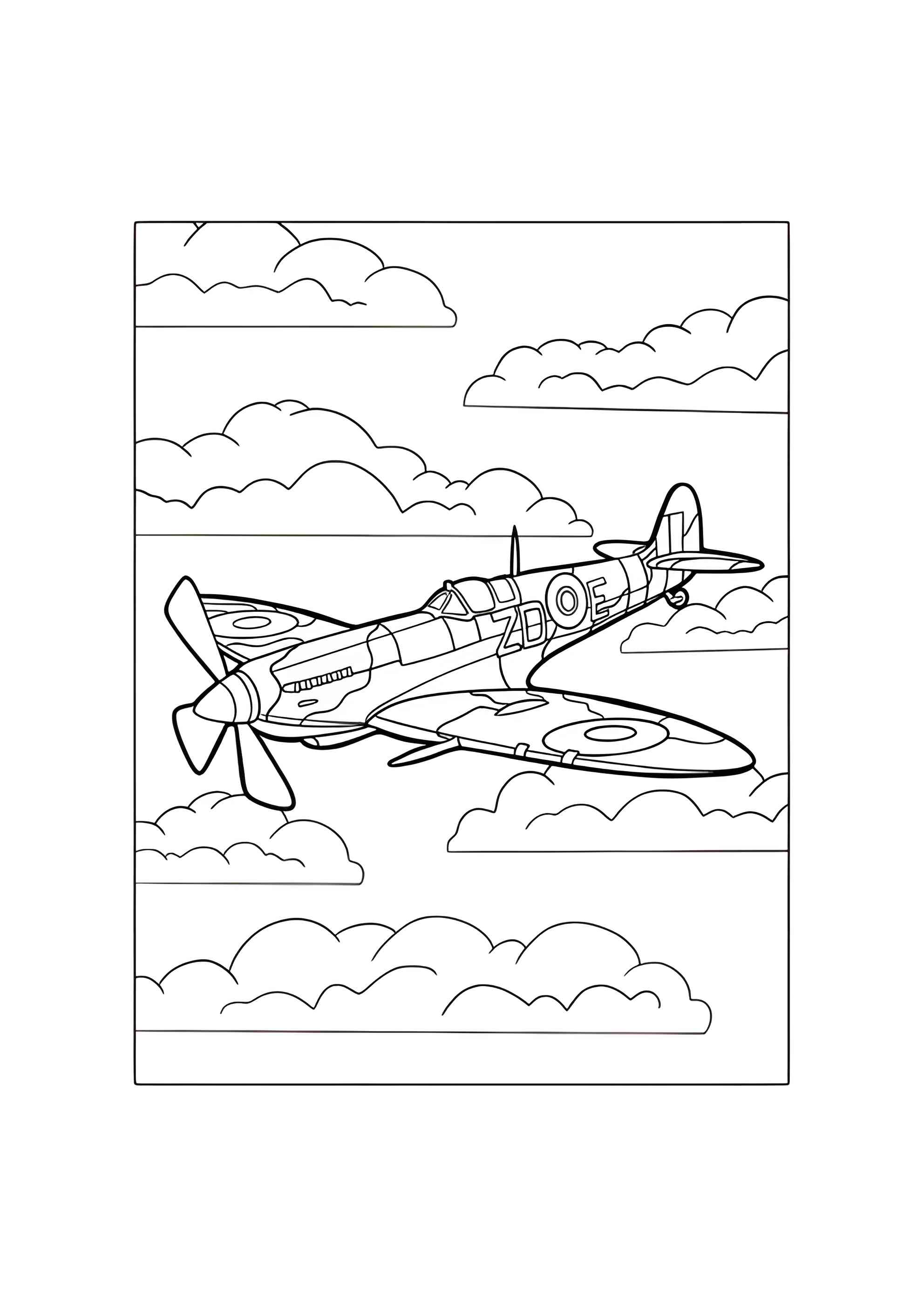 Раскраска Британский истребитель Спитфайр