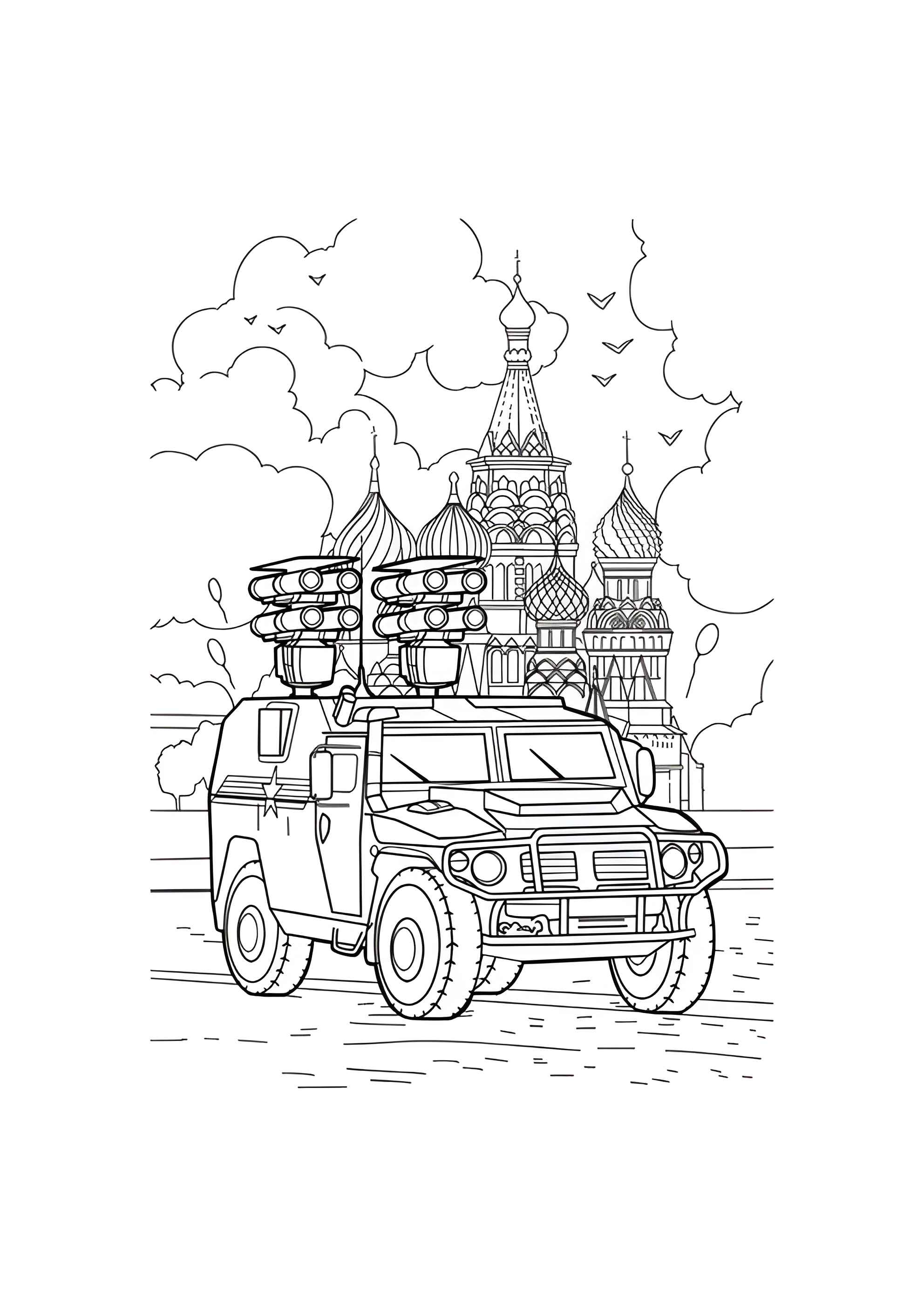 Раскраска Бронеавтомобиль Тигр с противотанковым ракетным комплексом Корнет