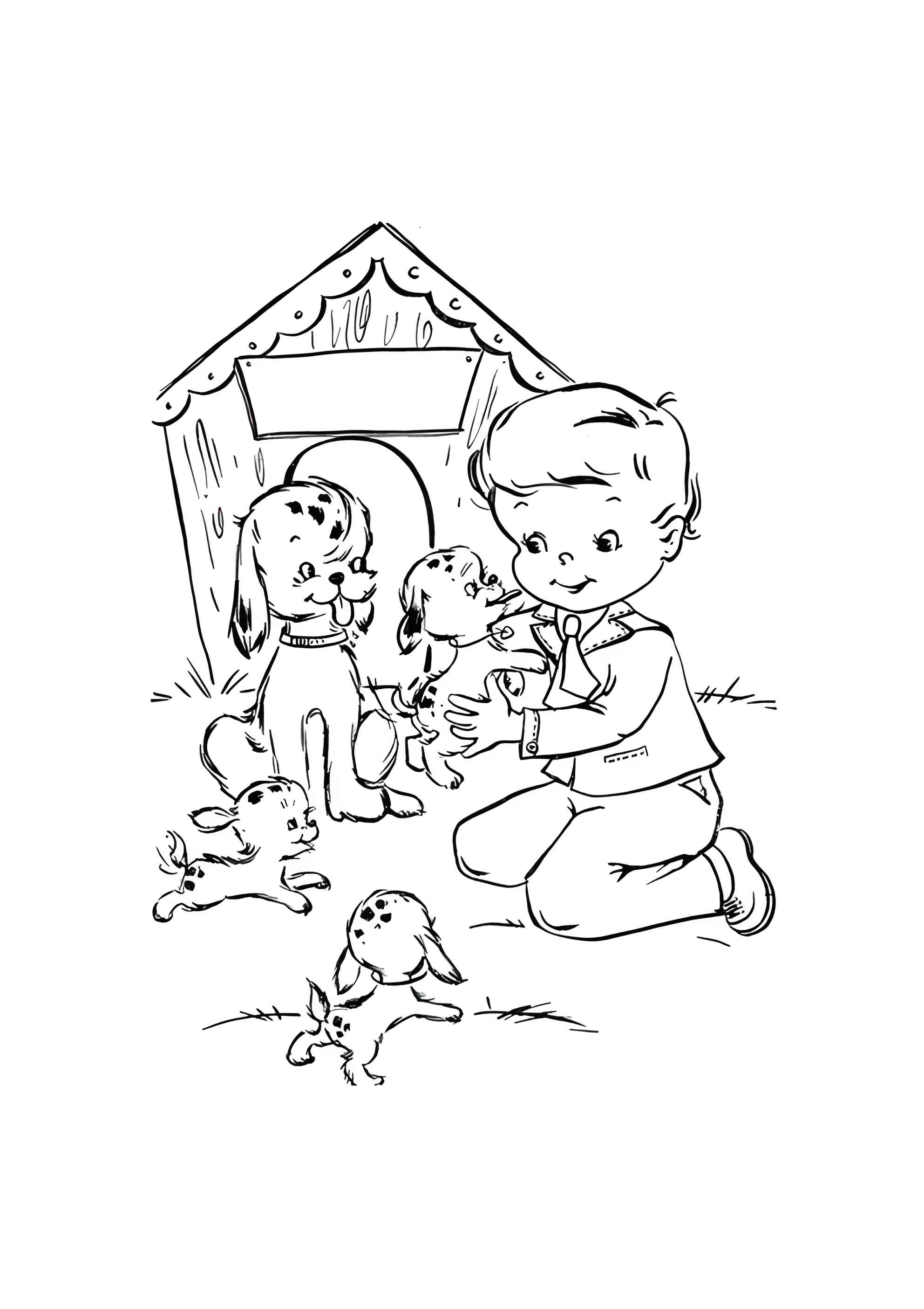 Раскраска Четыре щенка-далматинца