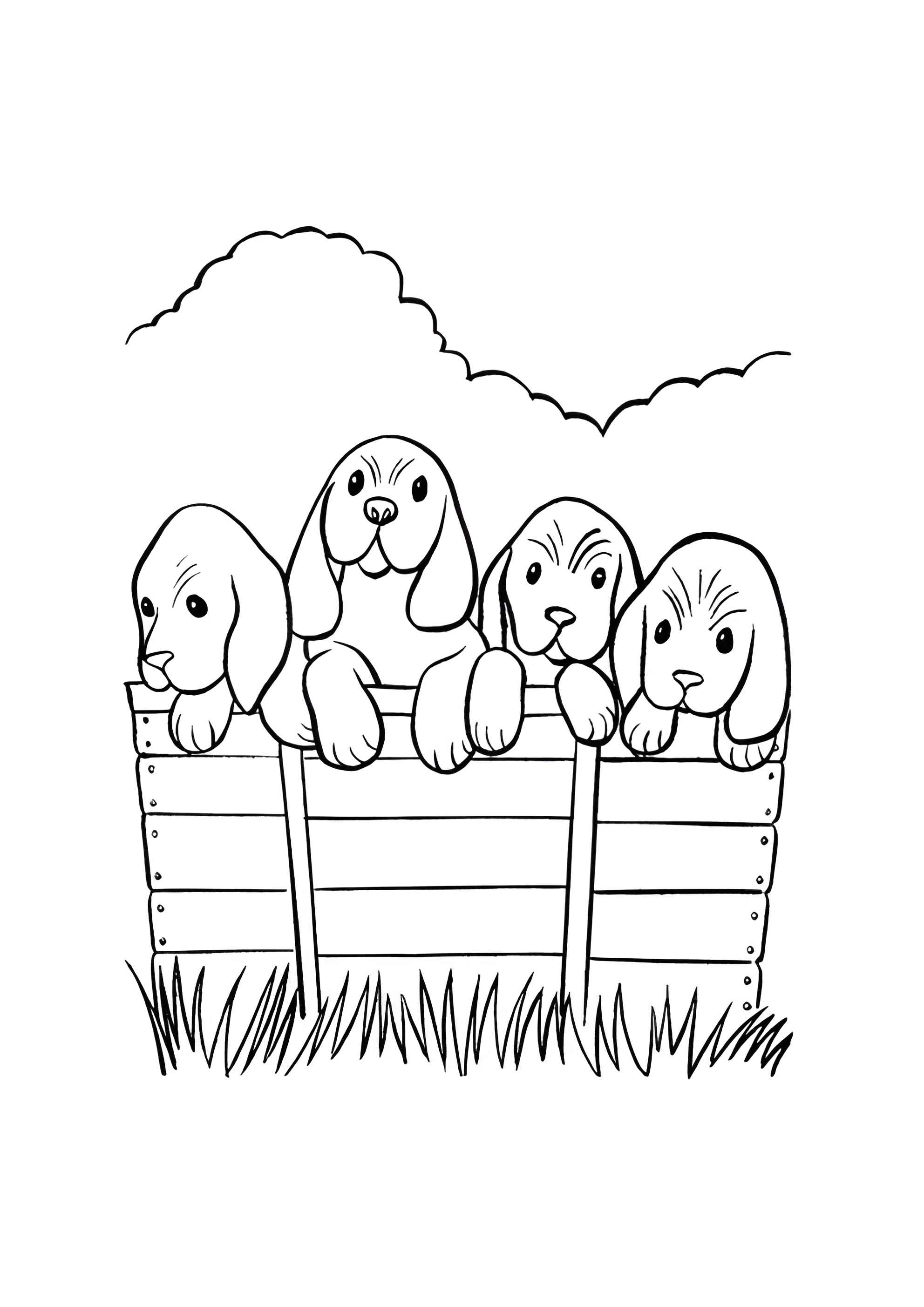 Раскраска Четыре собаки
