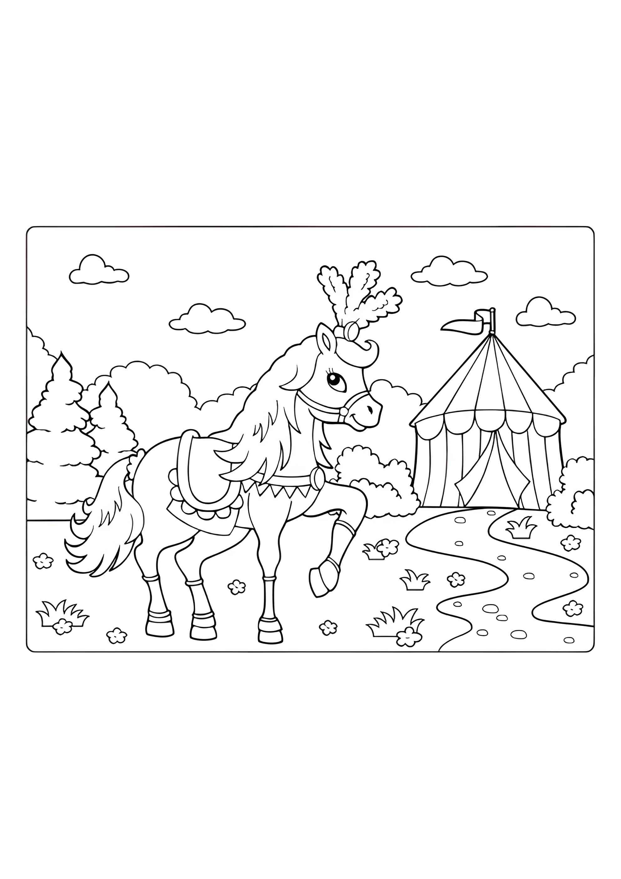 Раскраска Цирковая лошадь