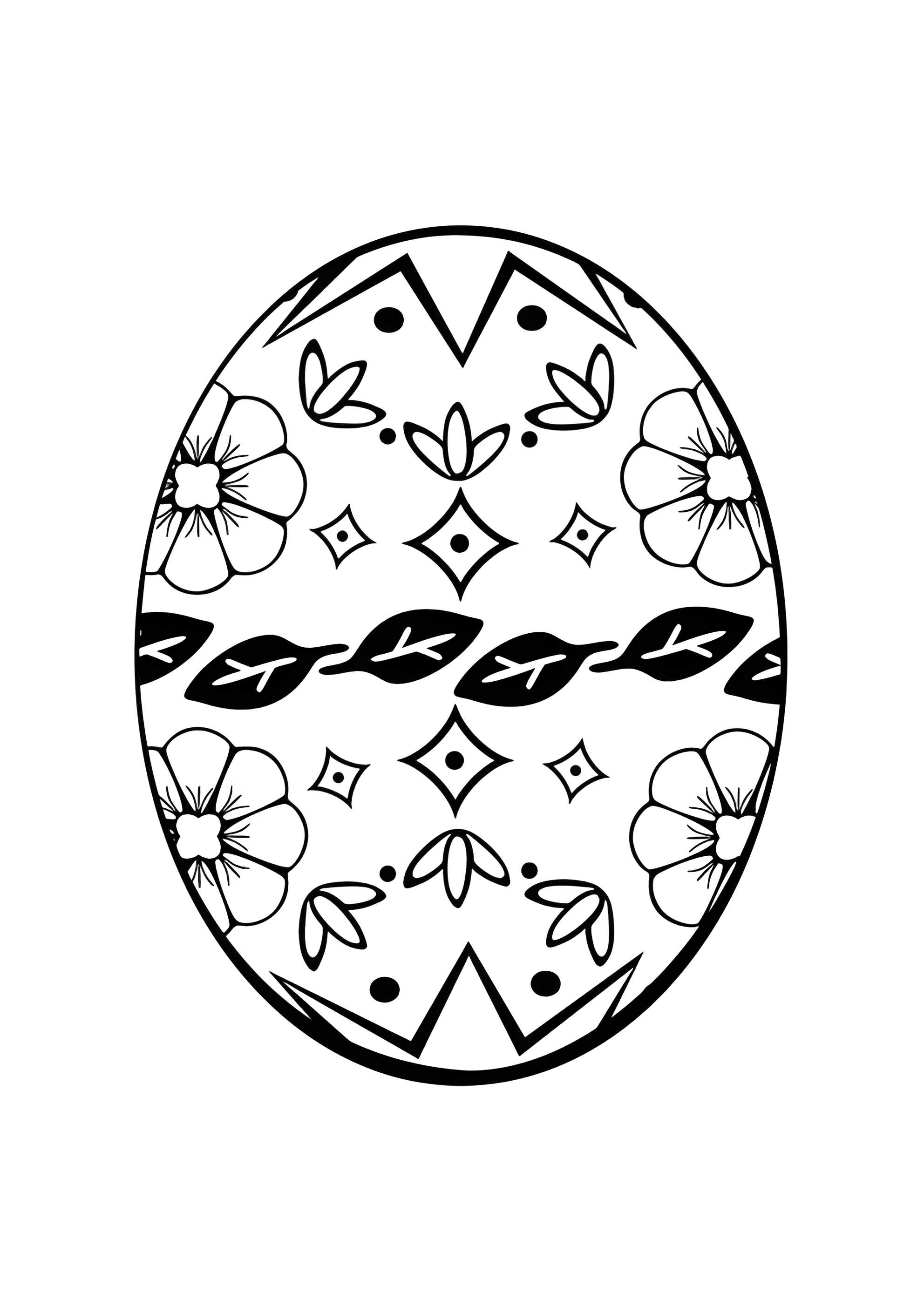Раскраска Цветочное пасхальное яйцо