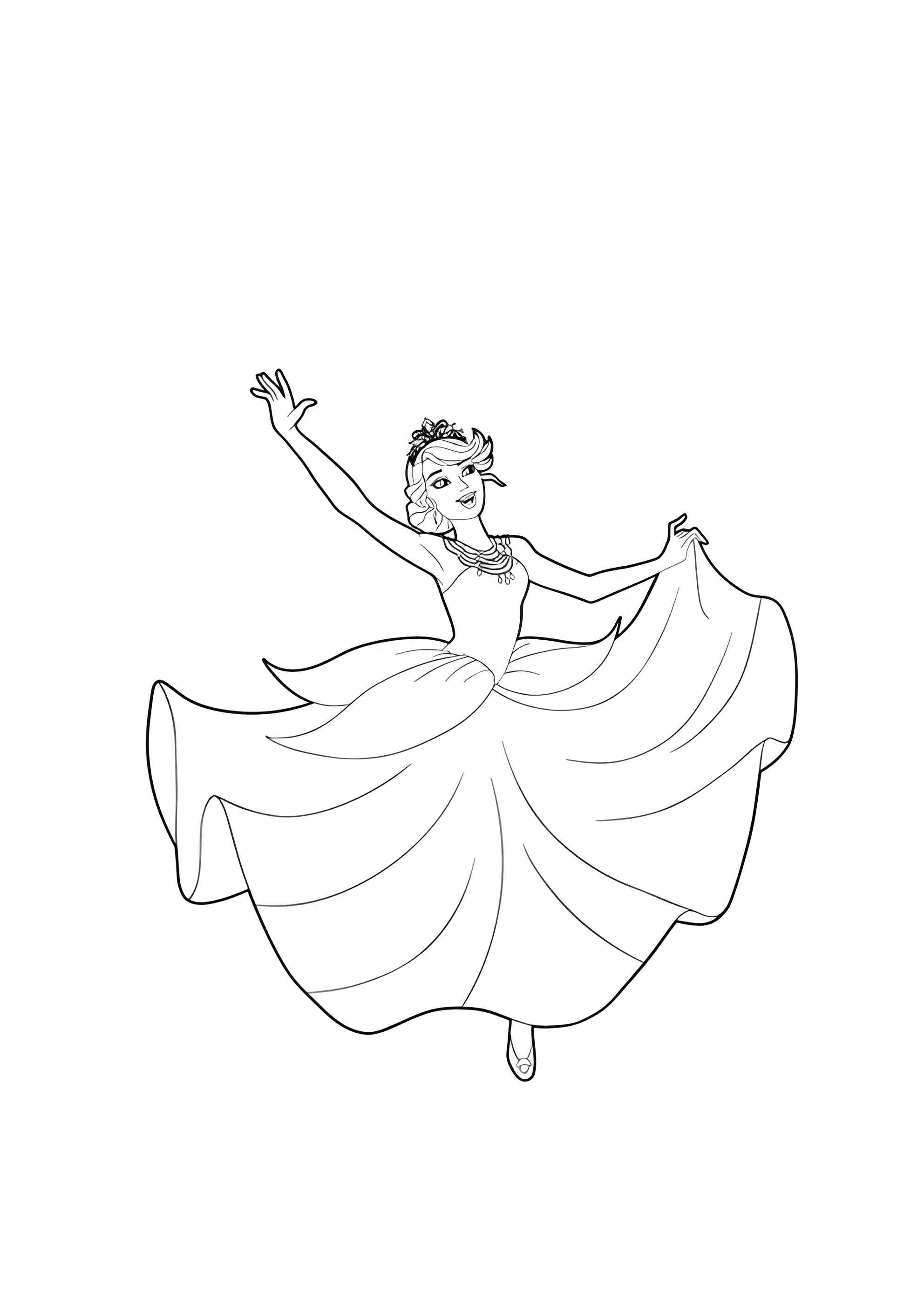 Раскраска Цветочное платье Барби