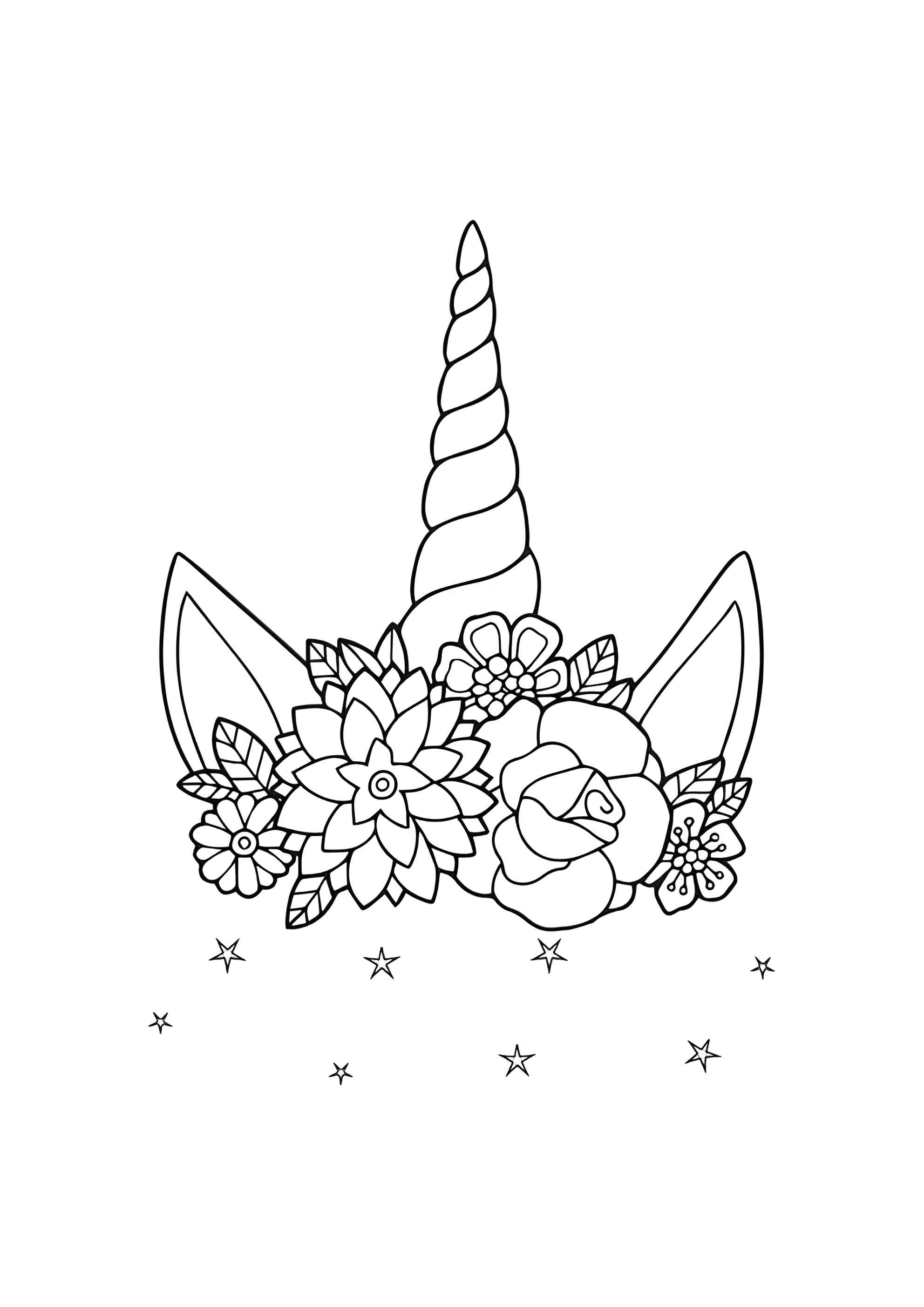 Раскраска Цветочный рог единорога