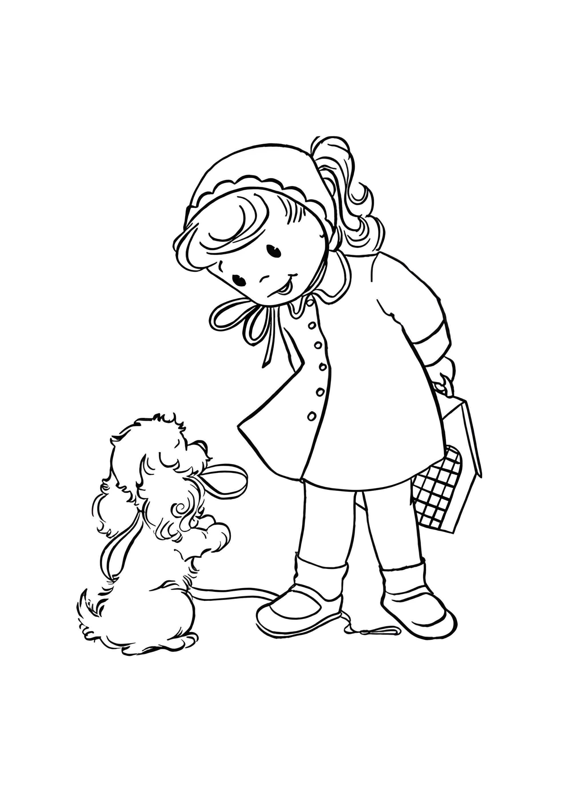Раскраска Девочка и собачка
