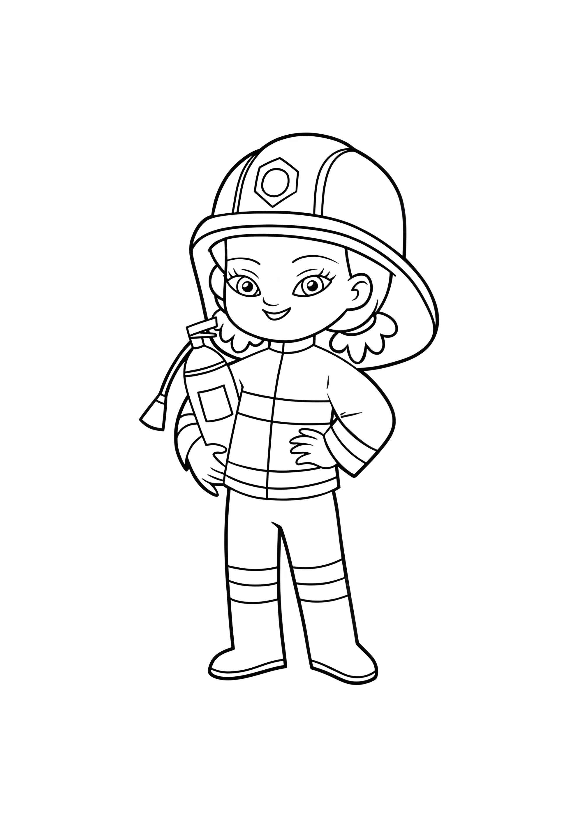 Раскраска Девочка-пожарный