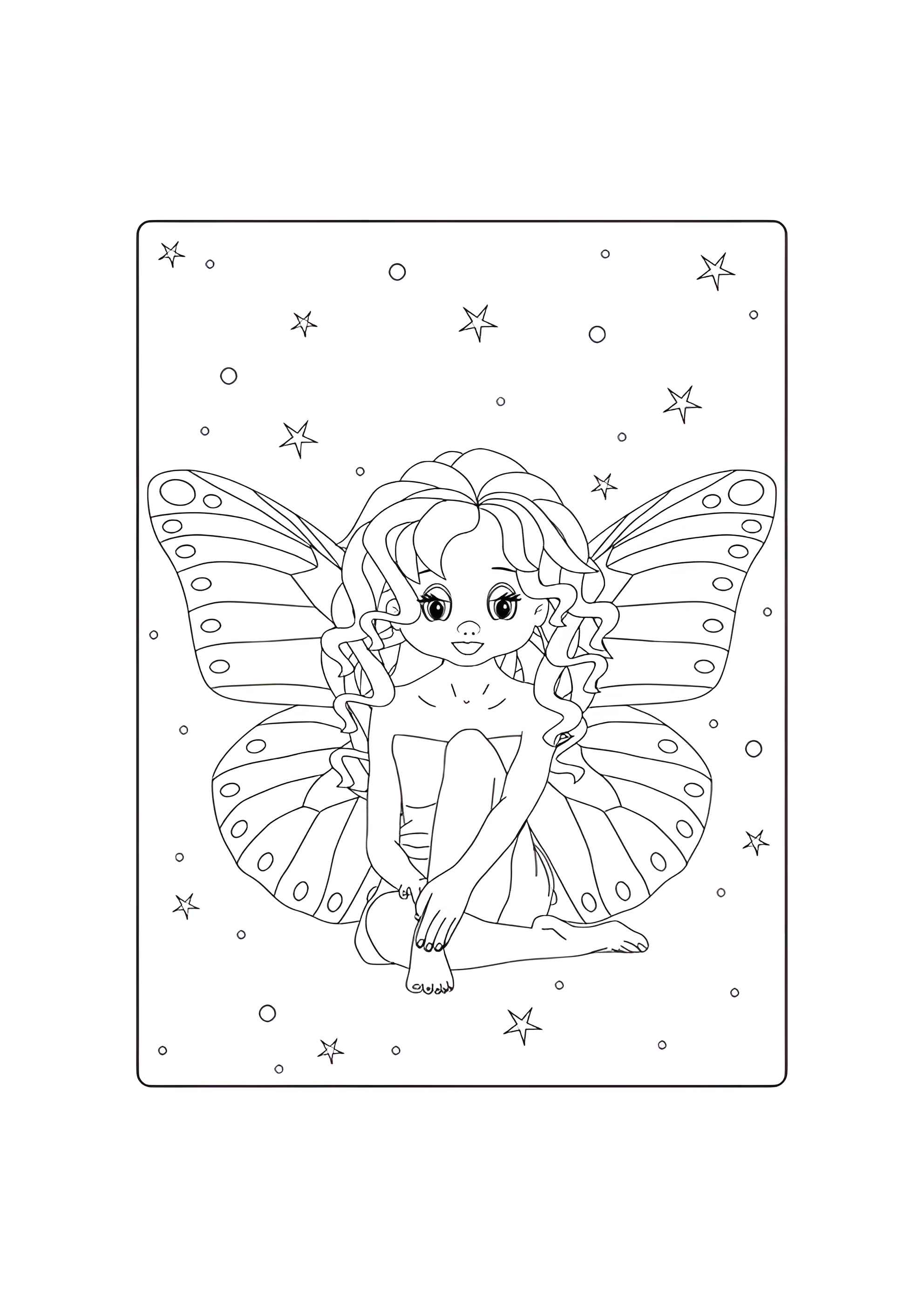 Раскраска Девочка с крыльями бабочки
