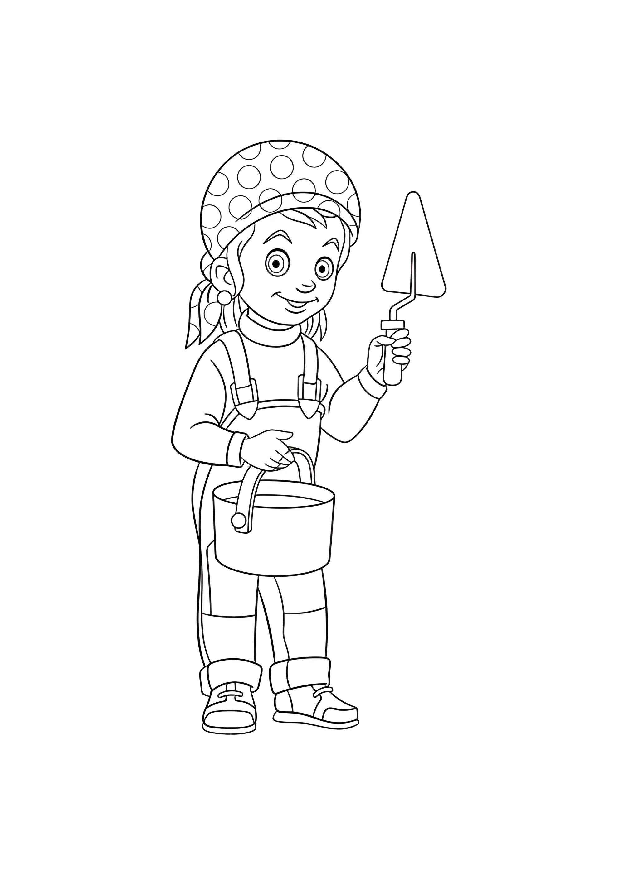 Раскраска Девочка строитель