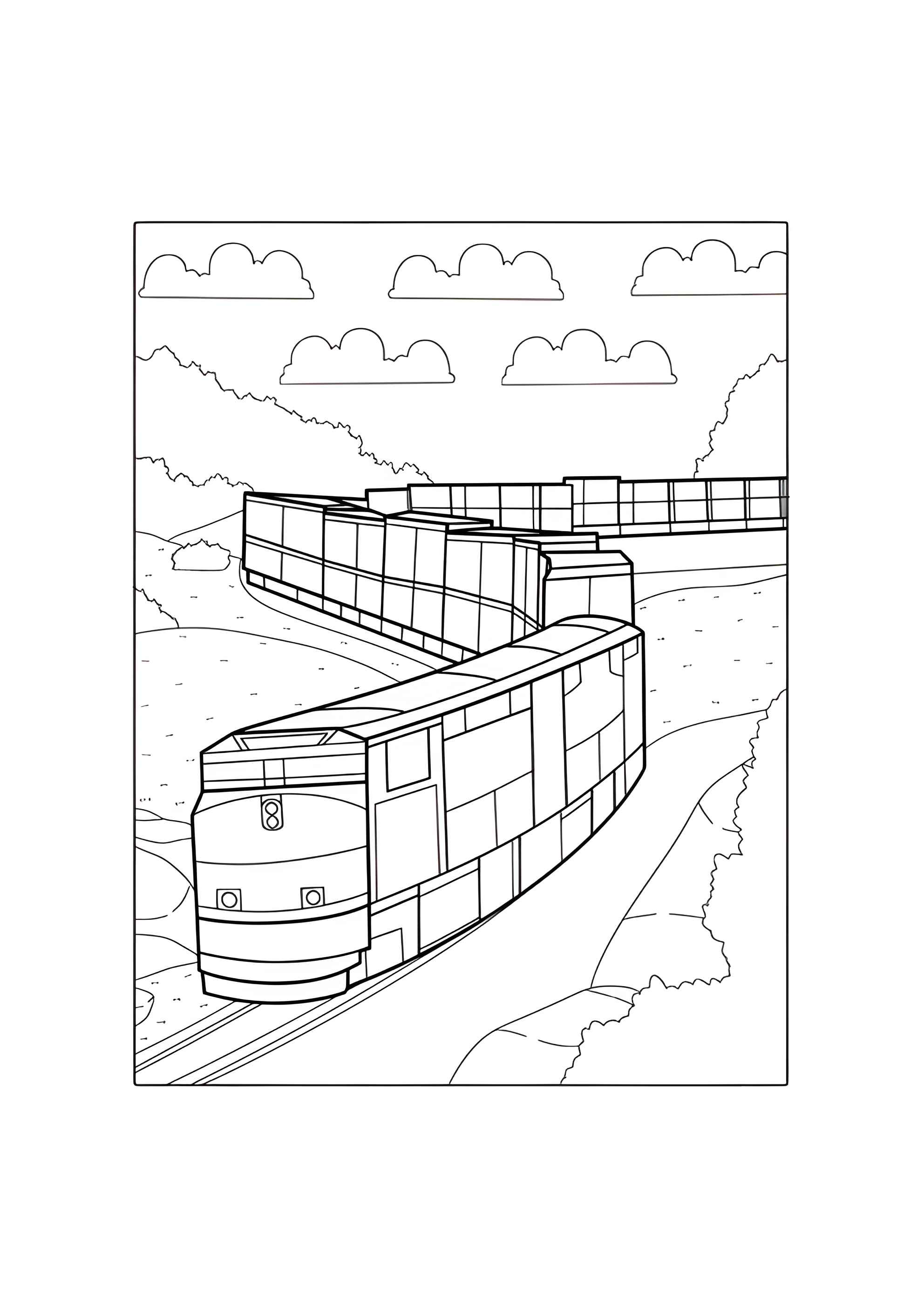 Раскраска Дизельный поезд везёт груз