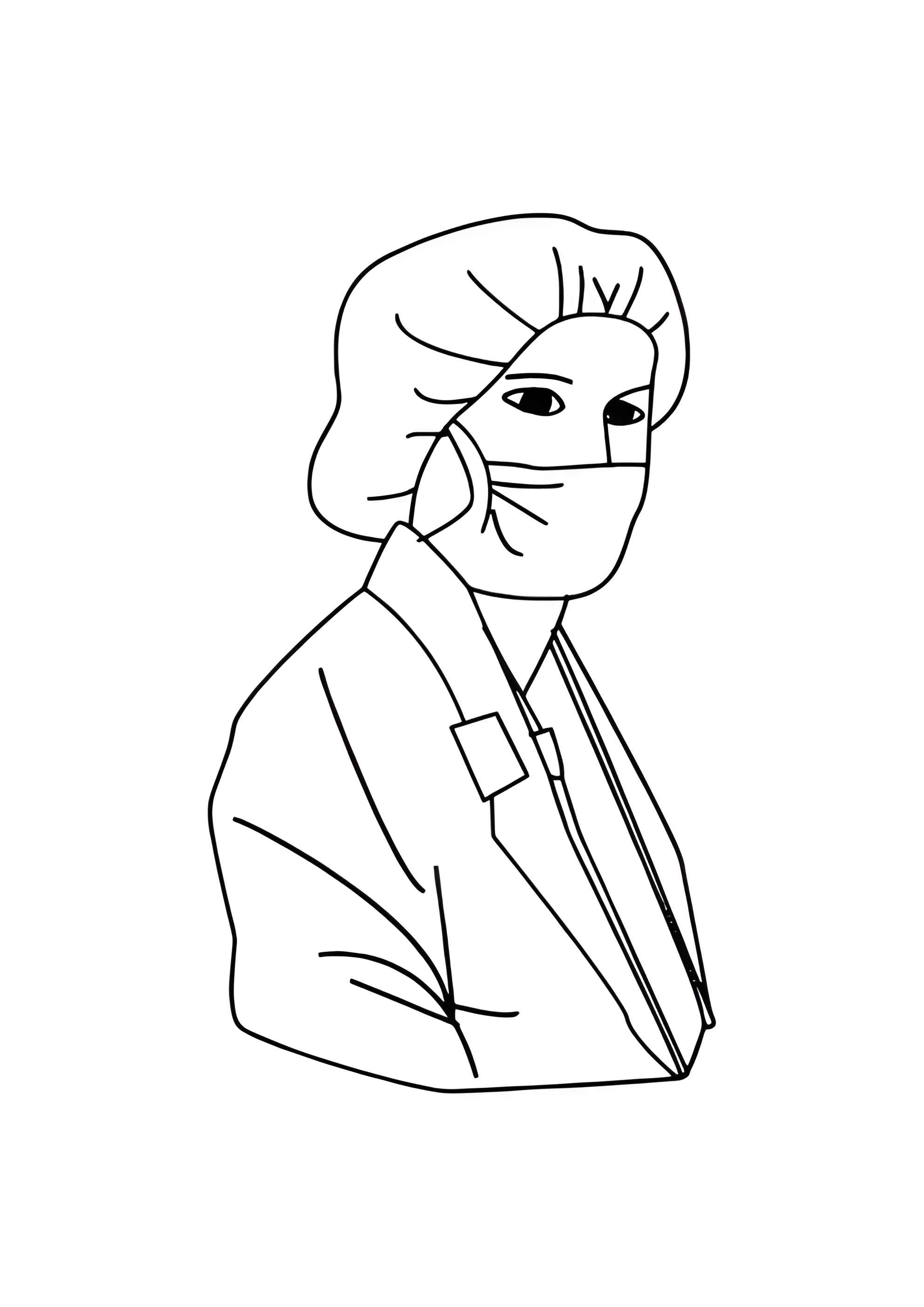 Раскраска Доктор в маске