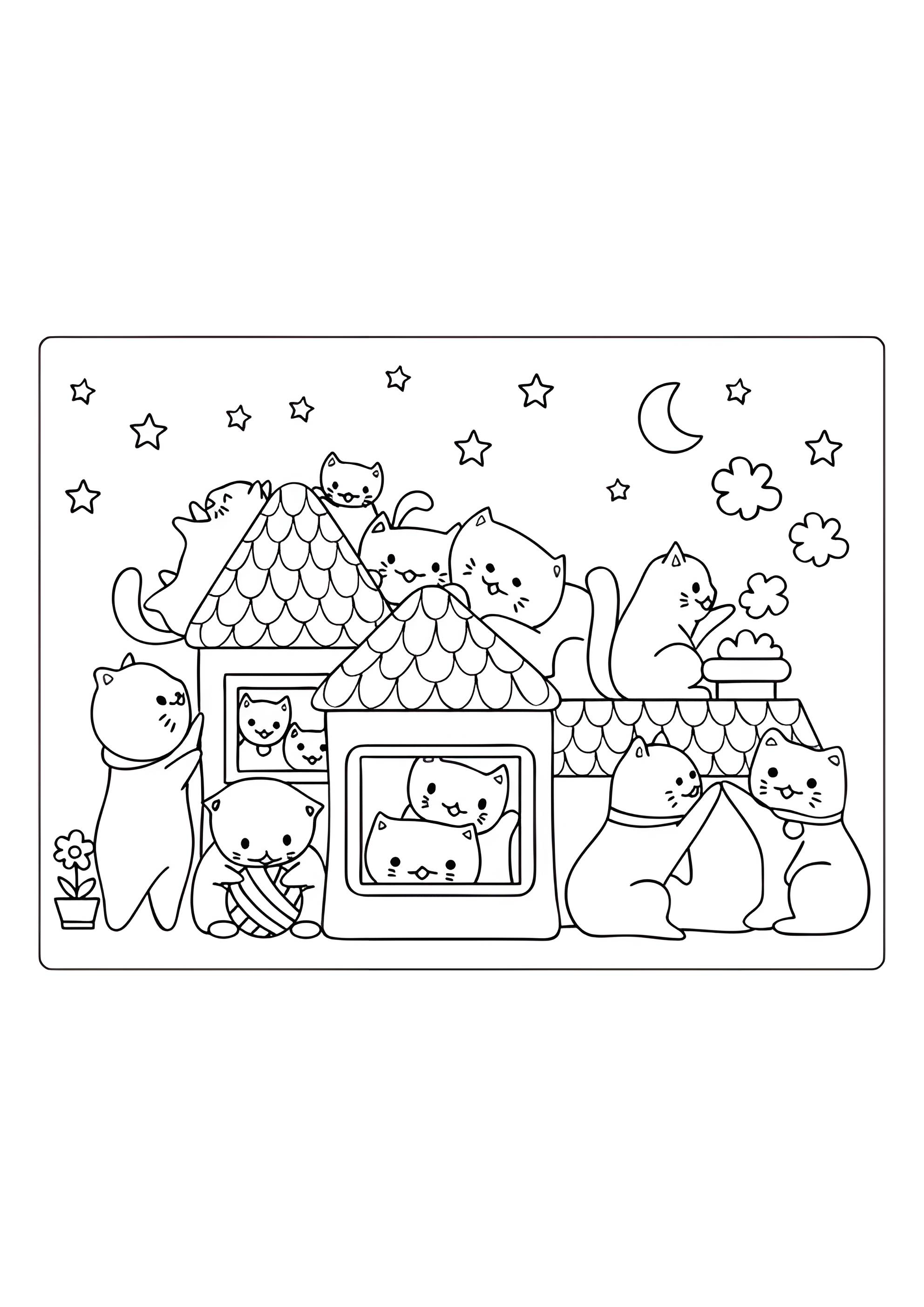Раскраска Дом котят