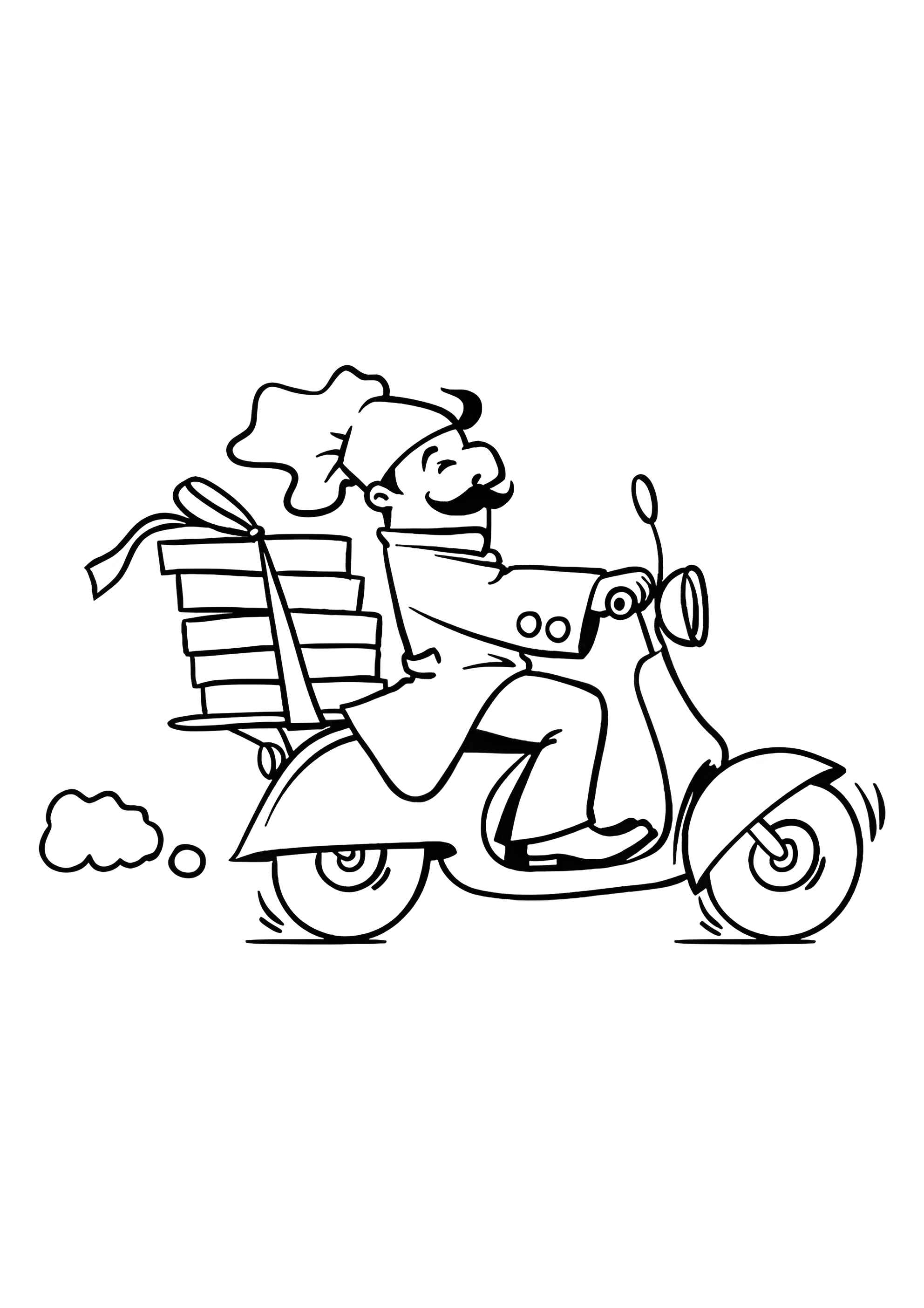 Раскраска Доставщик пиццы