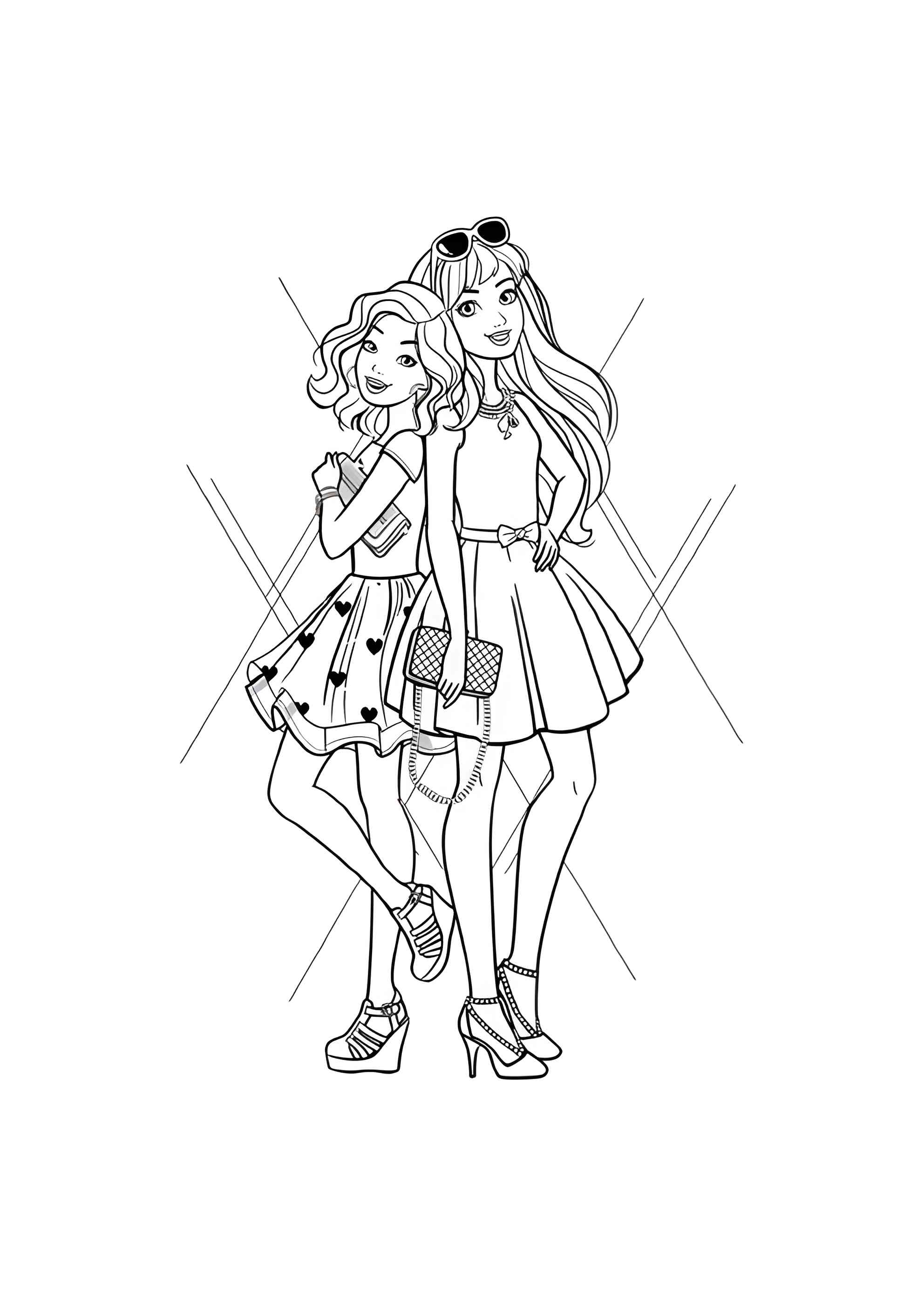 Раскраска Две подружки Барби