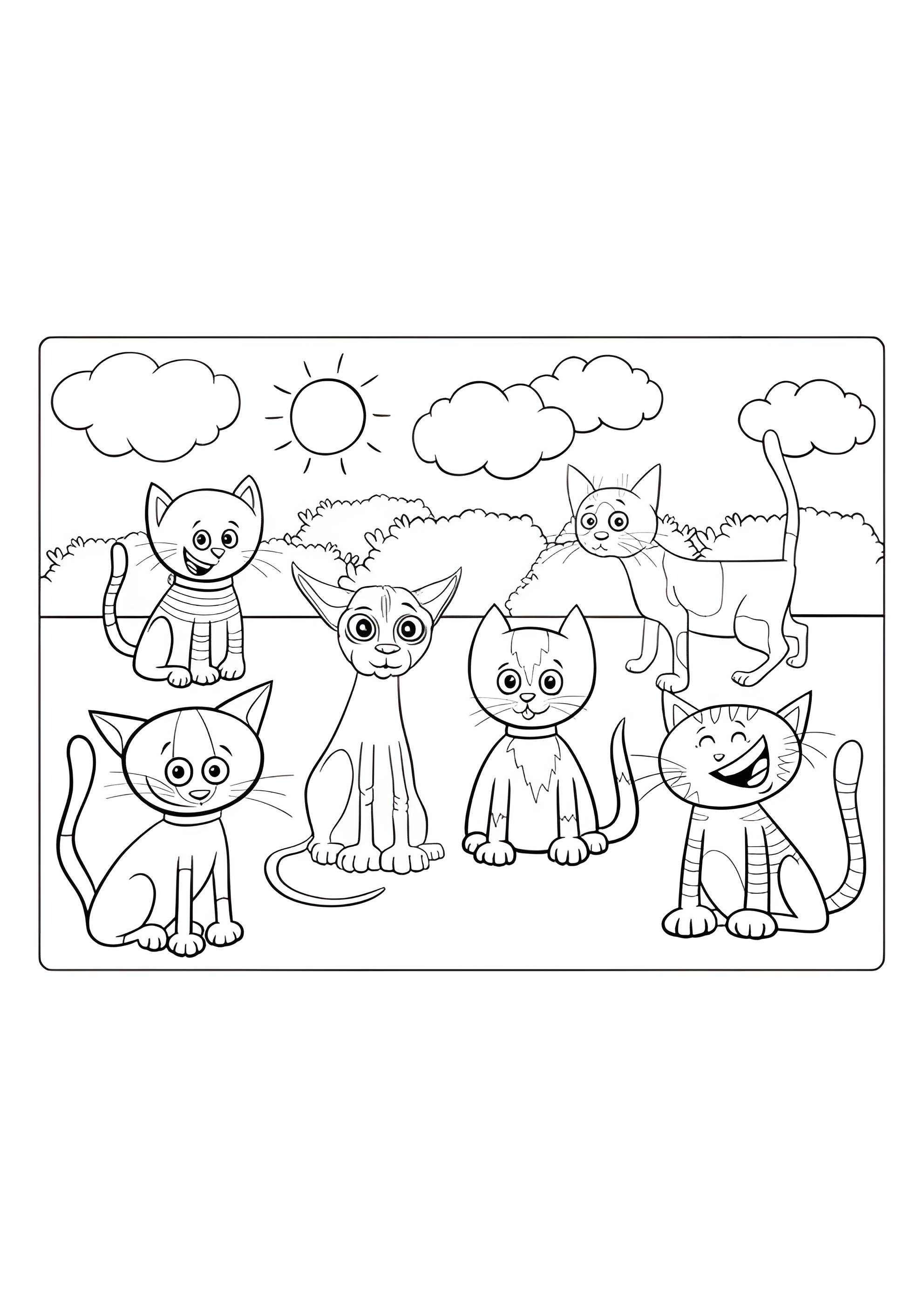 Раскраска Дворовые коты