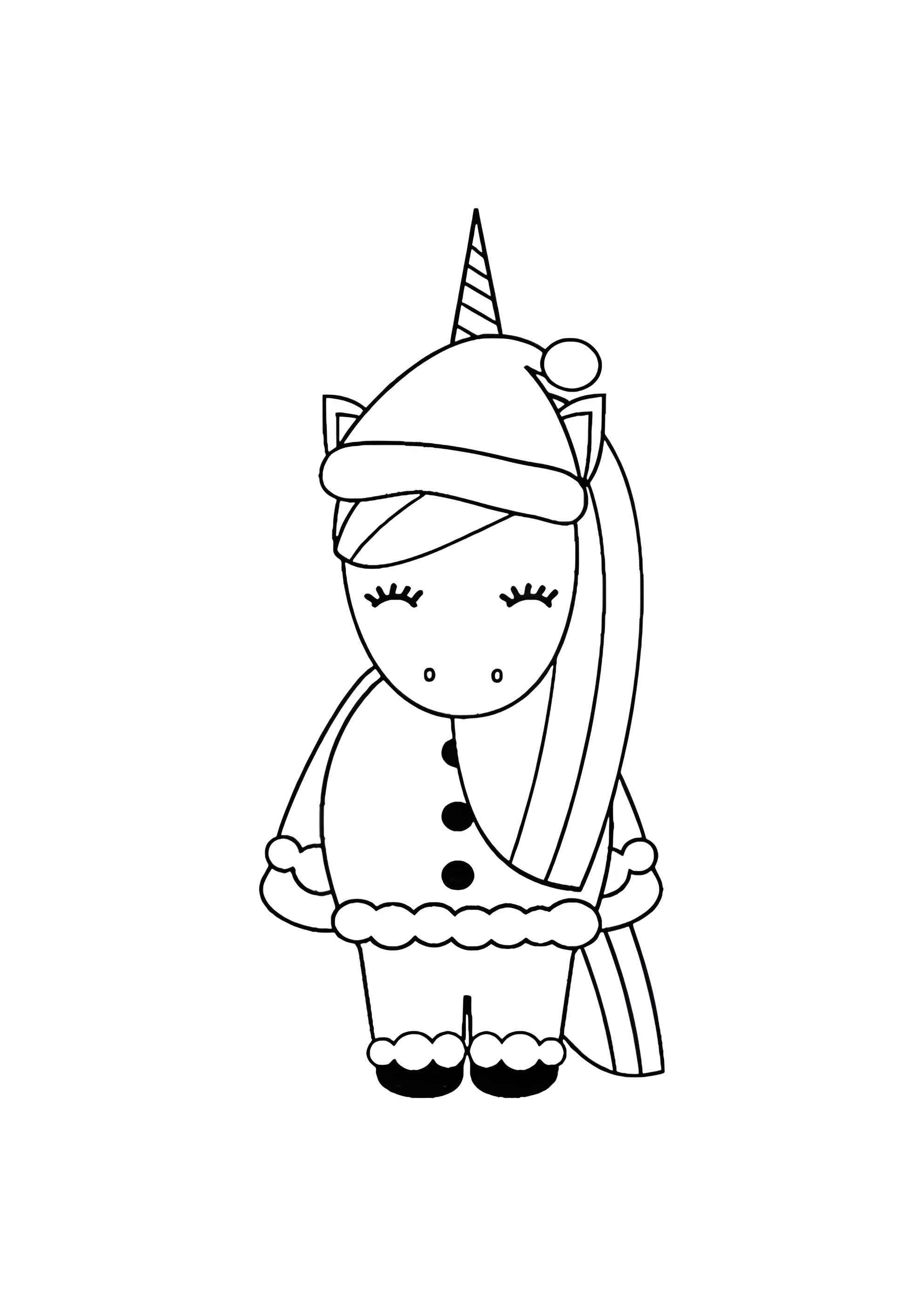 Раскраска Единорог Дед Мороз