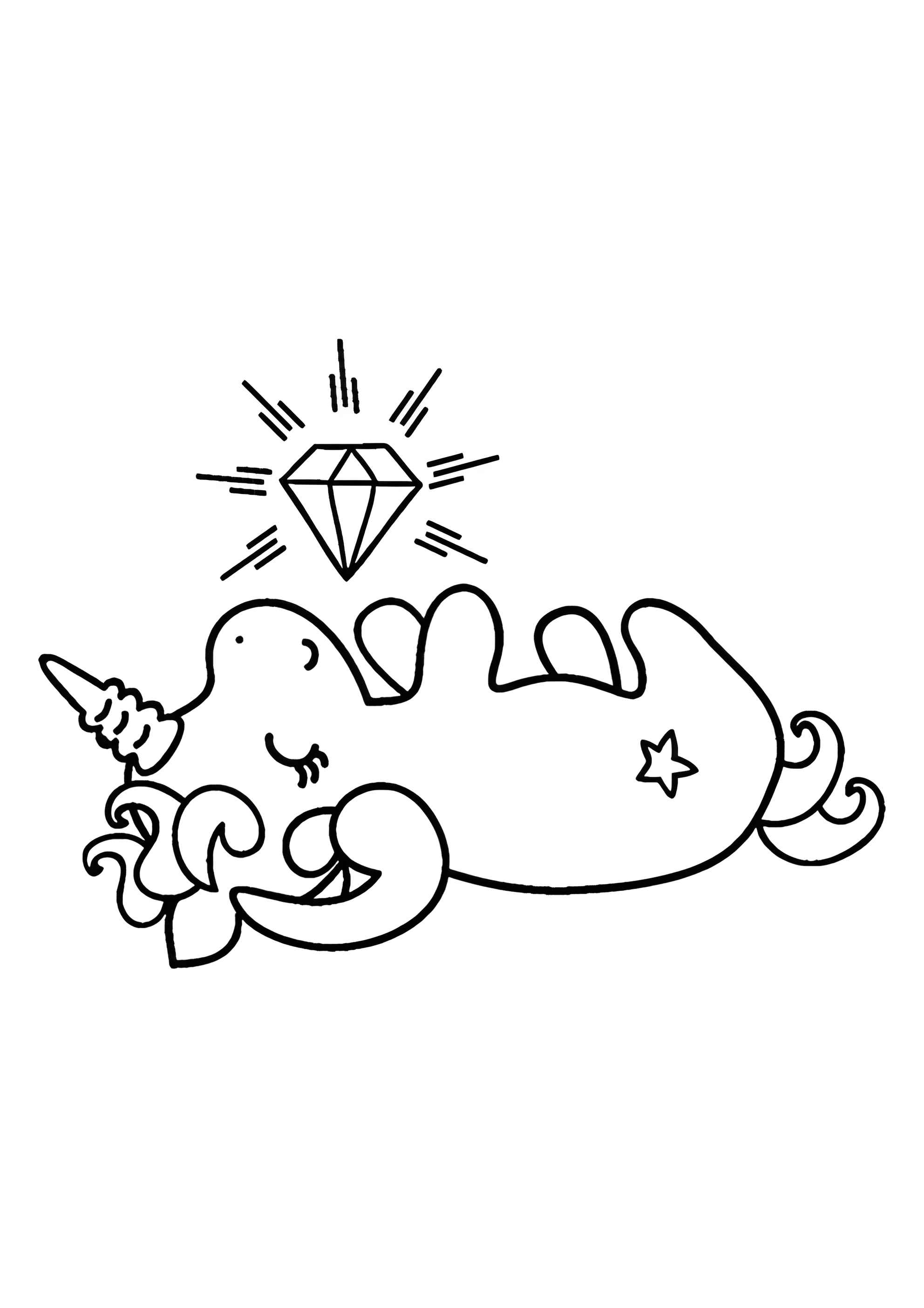 Раскраска Единорог и алмаз