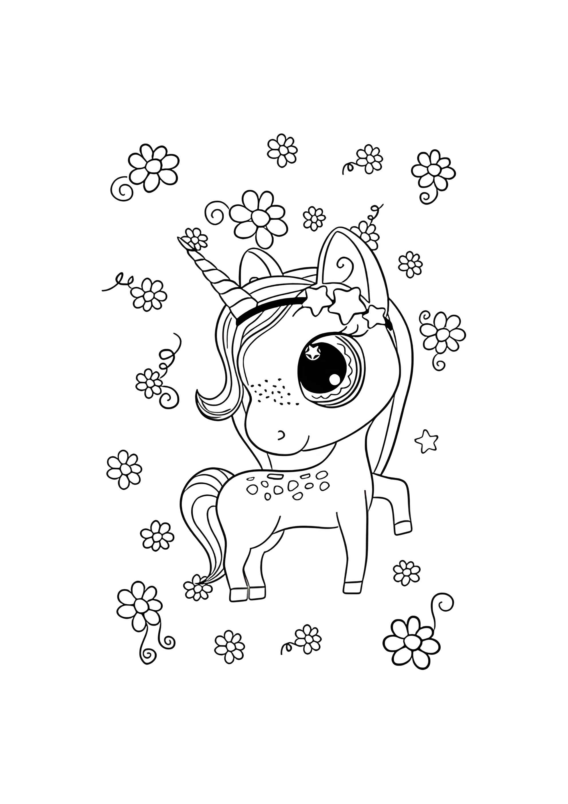Раскраска Единорог и цветочки