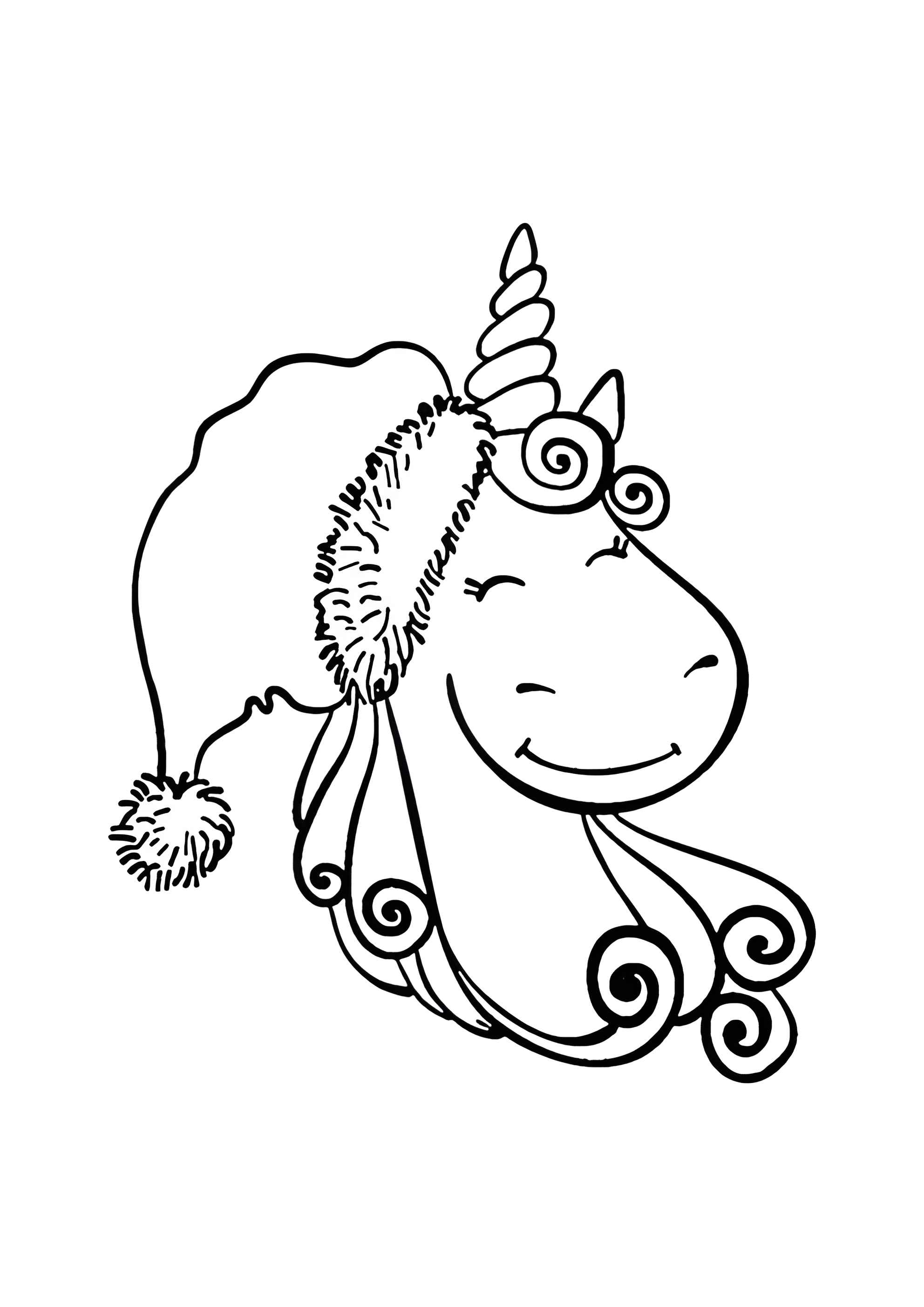 Раскраска Единорог и Новый год
