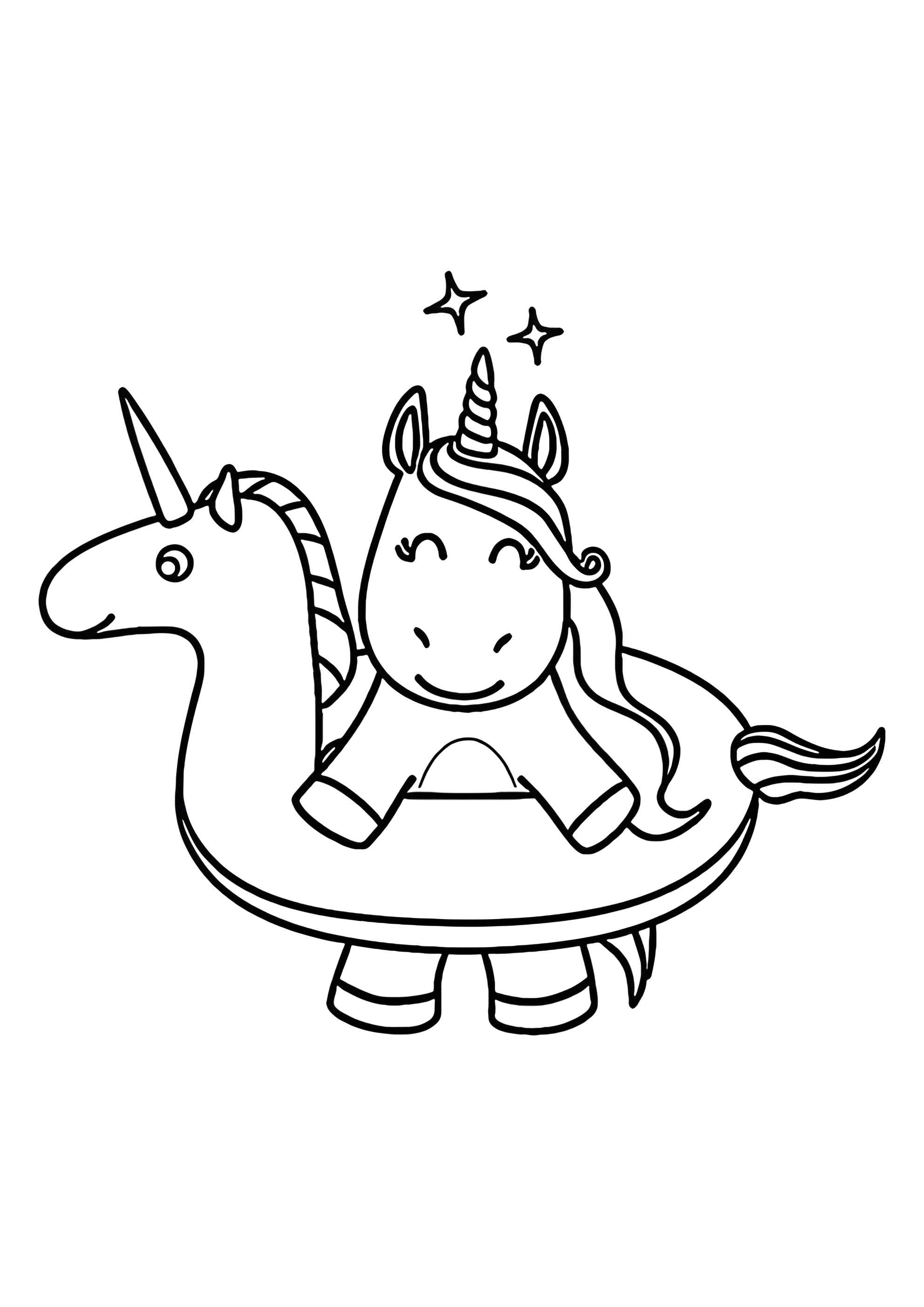 Раскраска Единорог и плавательный круг