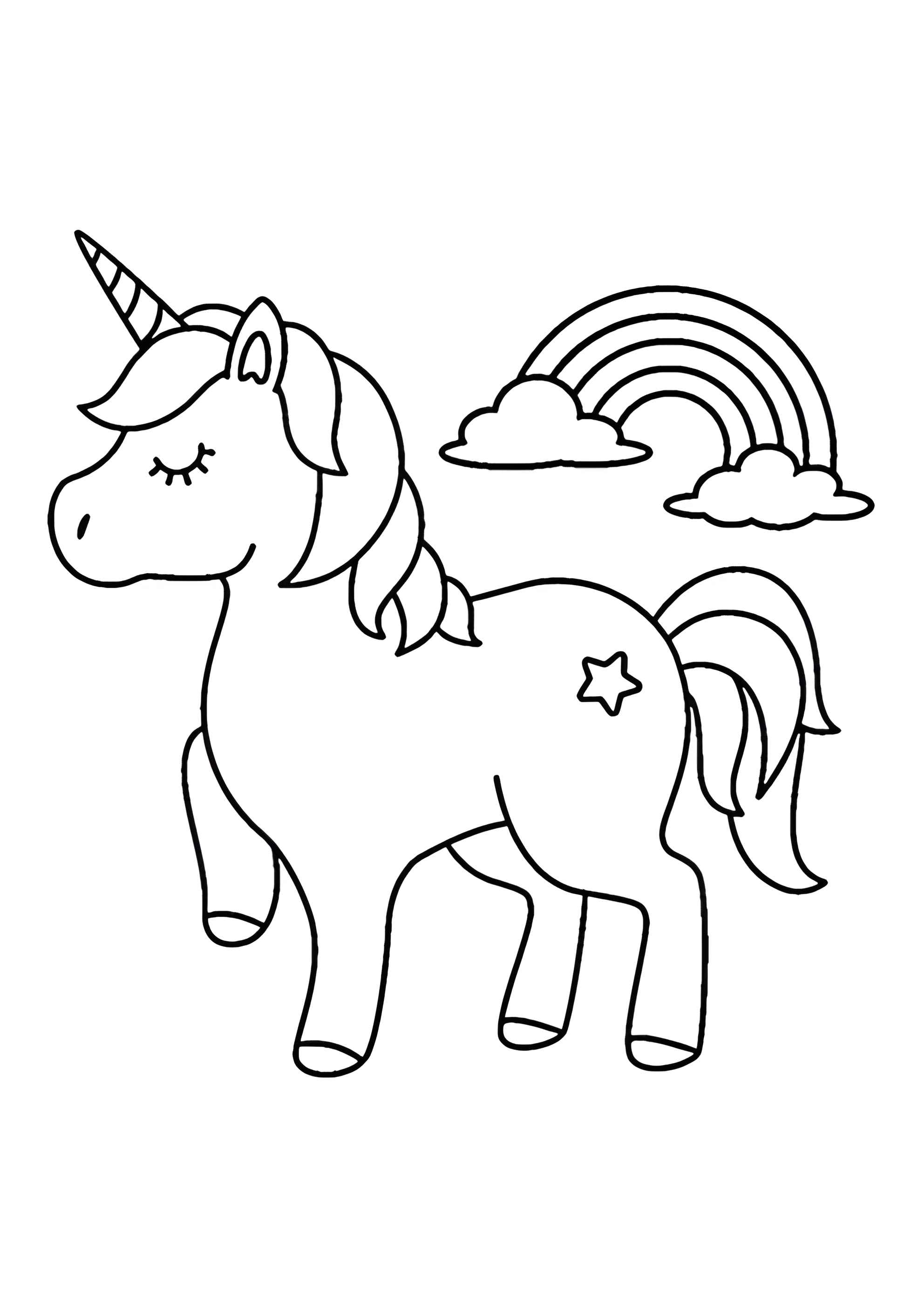 Раскраска Единорог и радуга