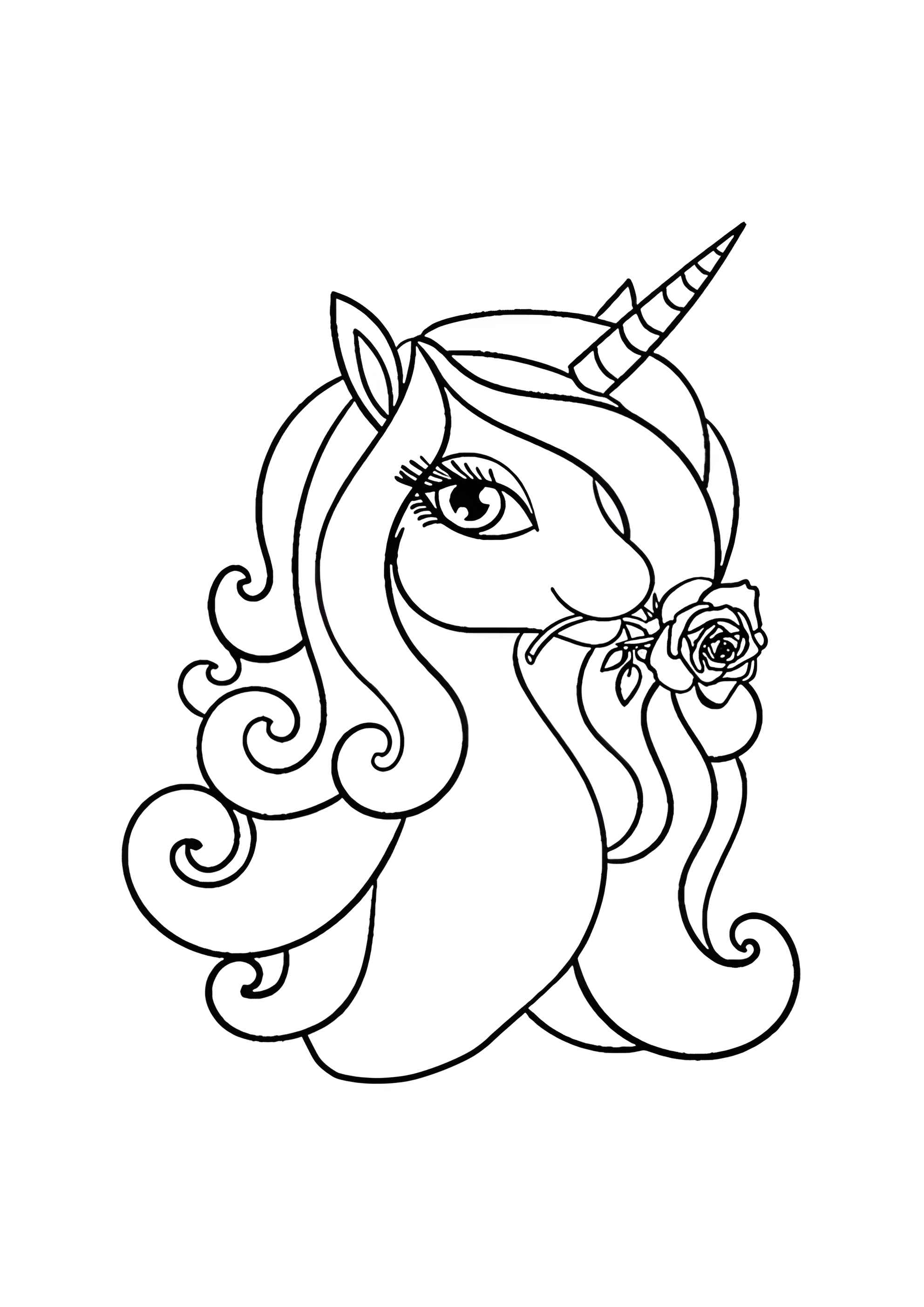 Раскраска Единорог и роза