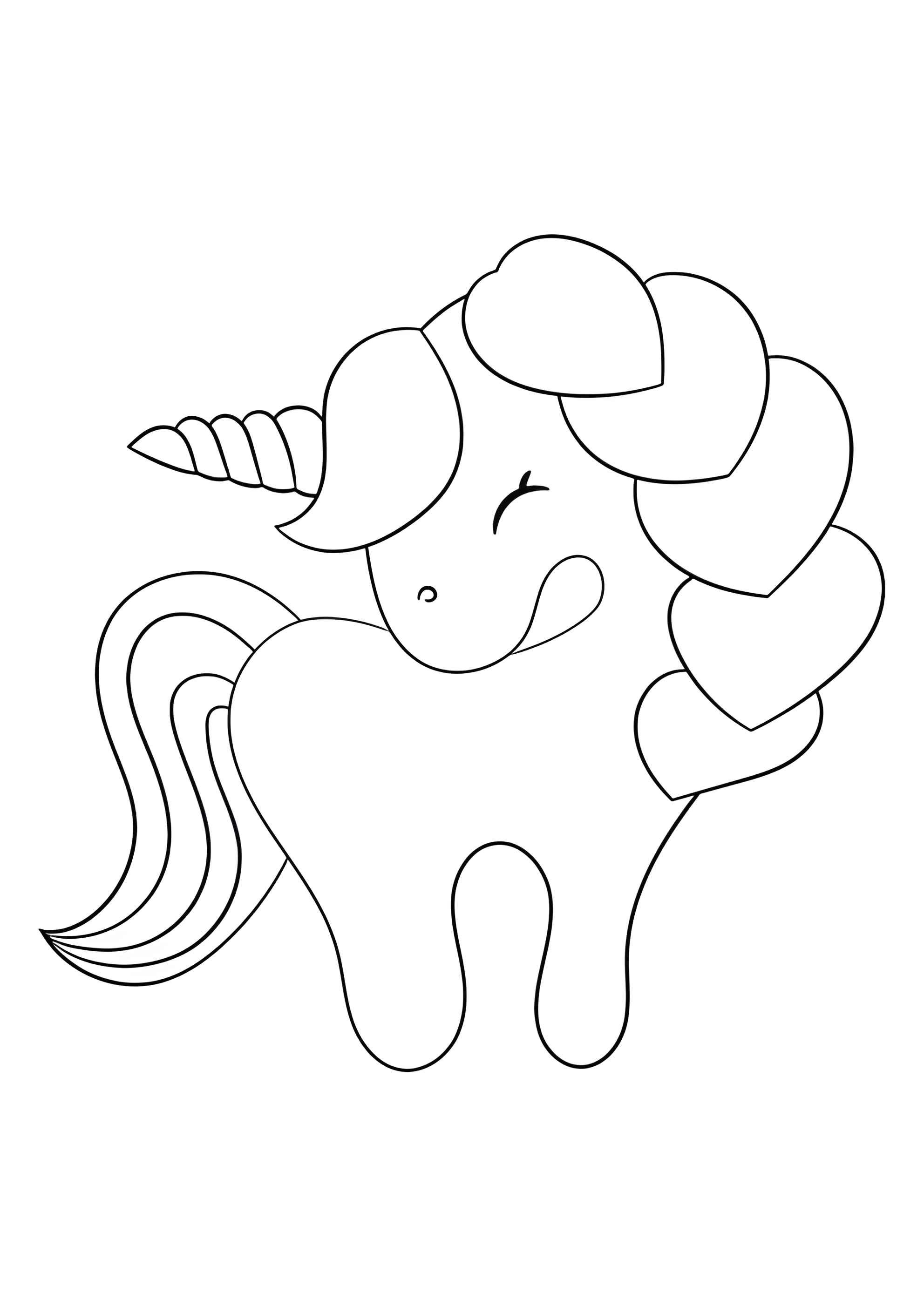 Раскраска Единорог и сердечки-косичка