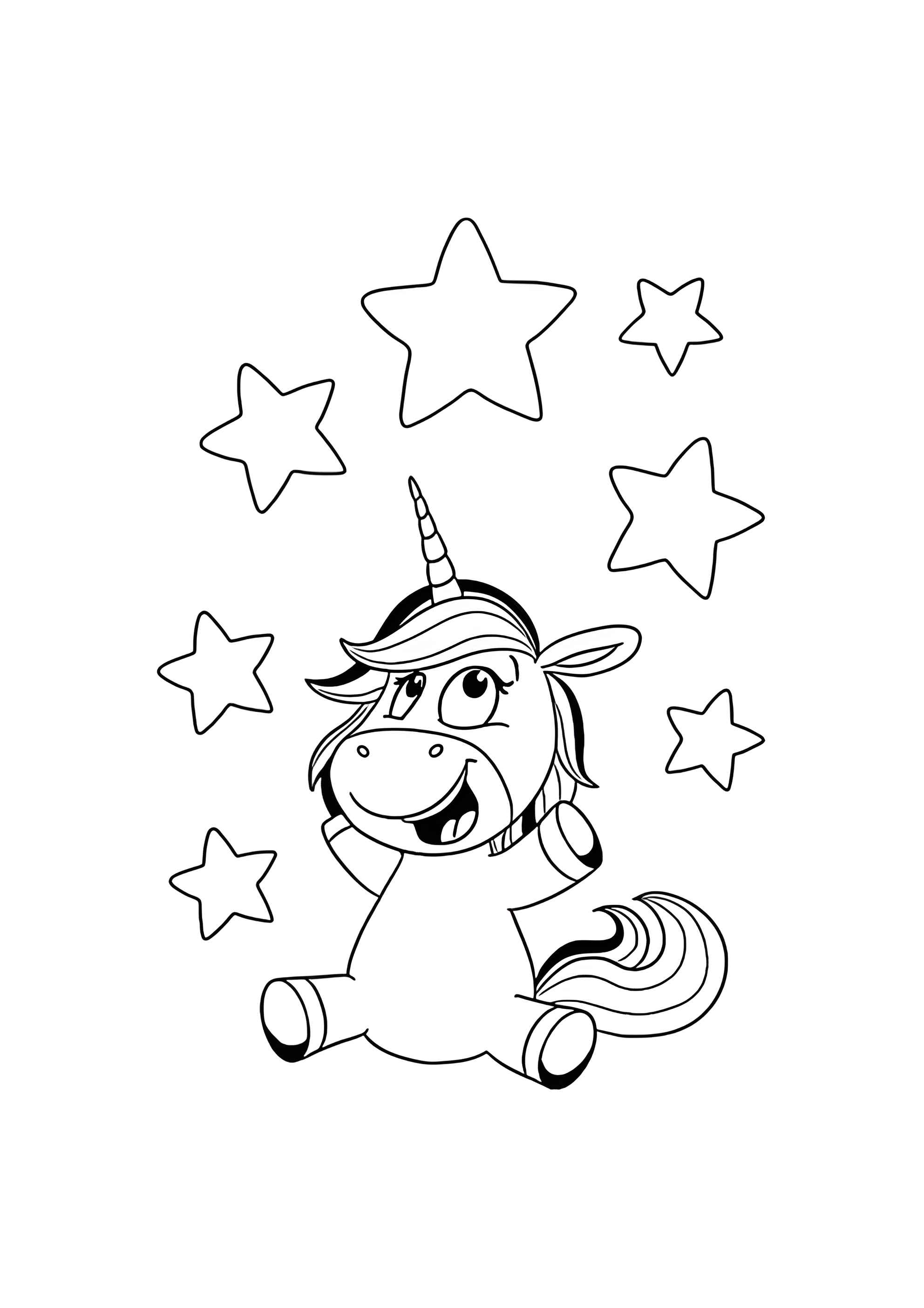 Раскраска Единорог и звездочки
