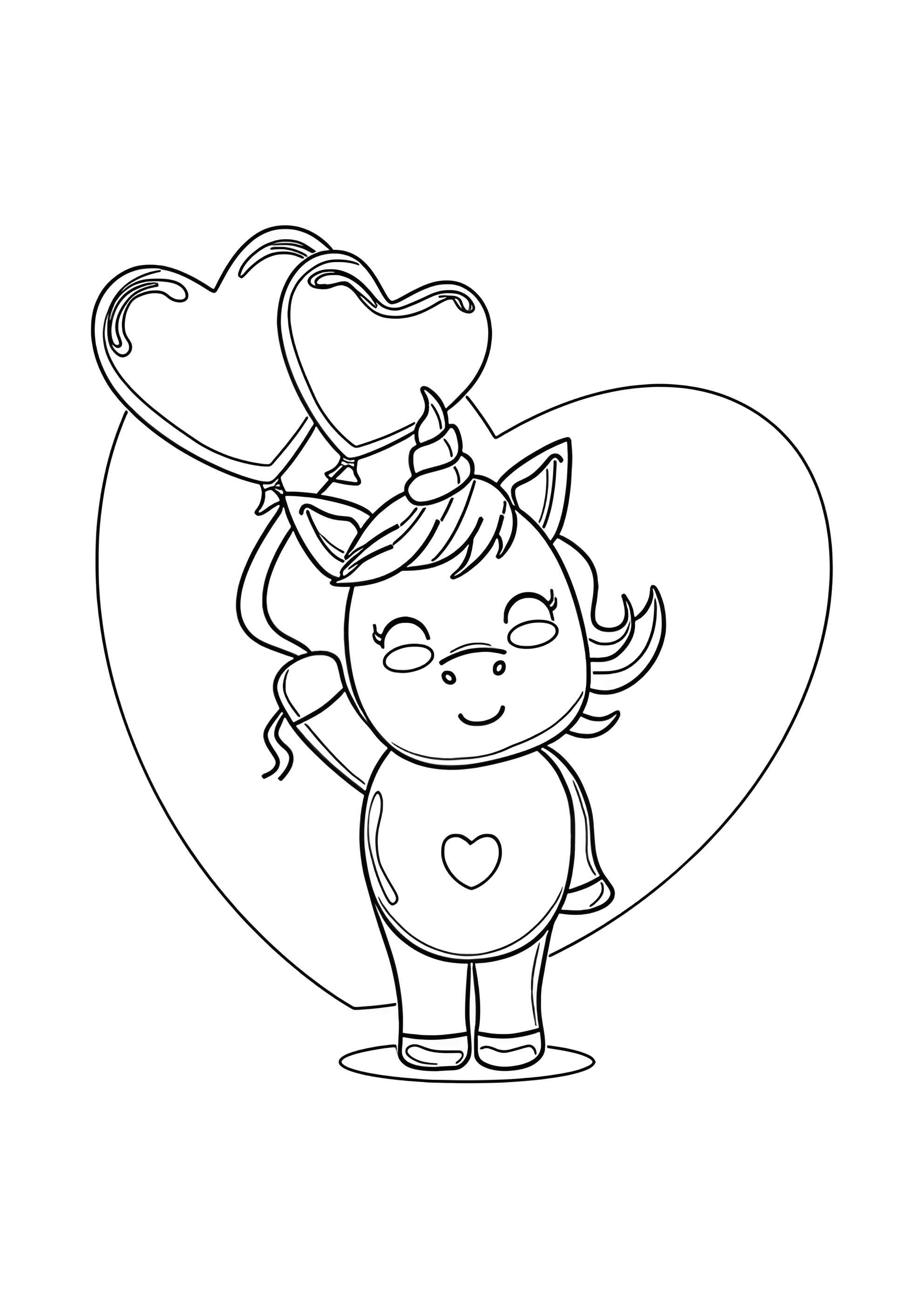 Раскраска Единорог на День Святого Валентина