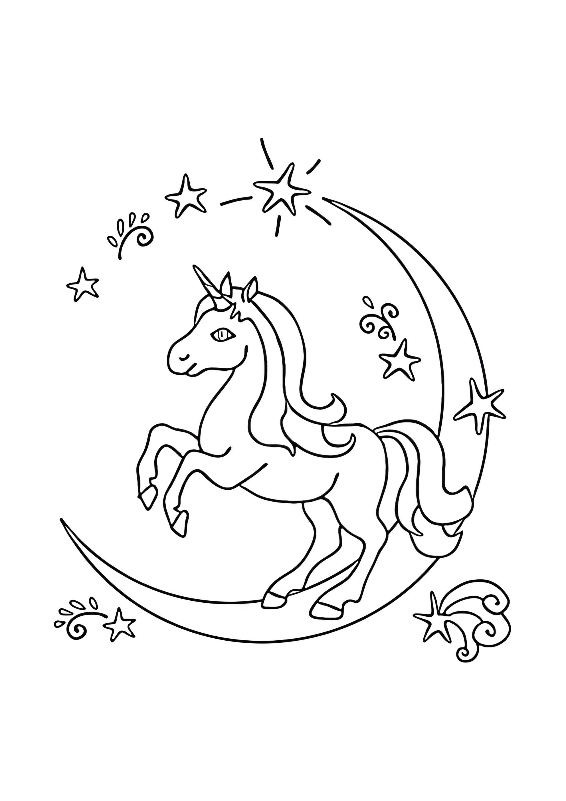 Раскраска Единорог на Луне