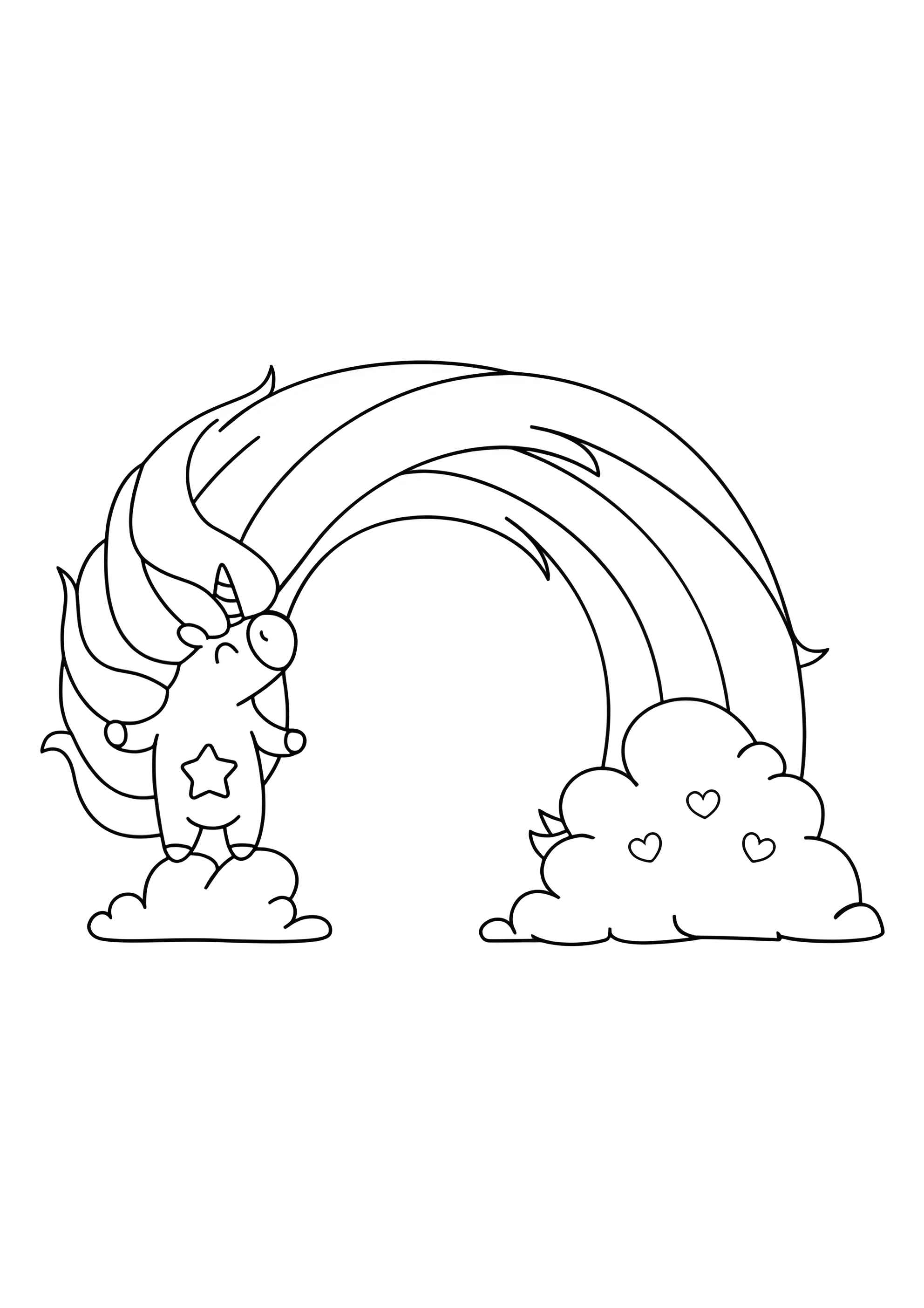 Раскраска Единорог - радуга
