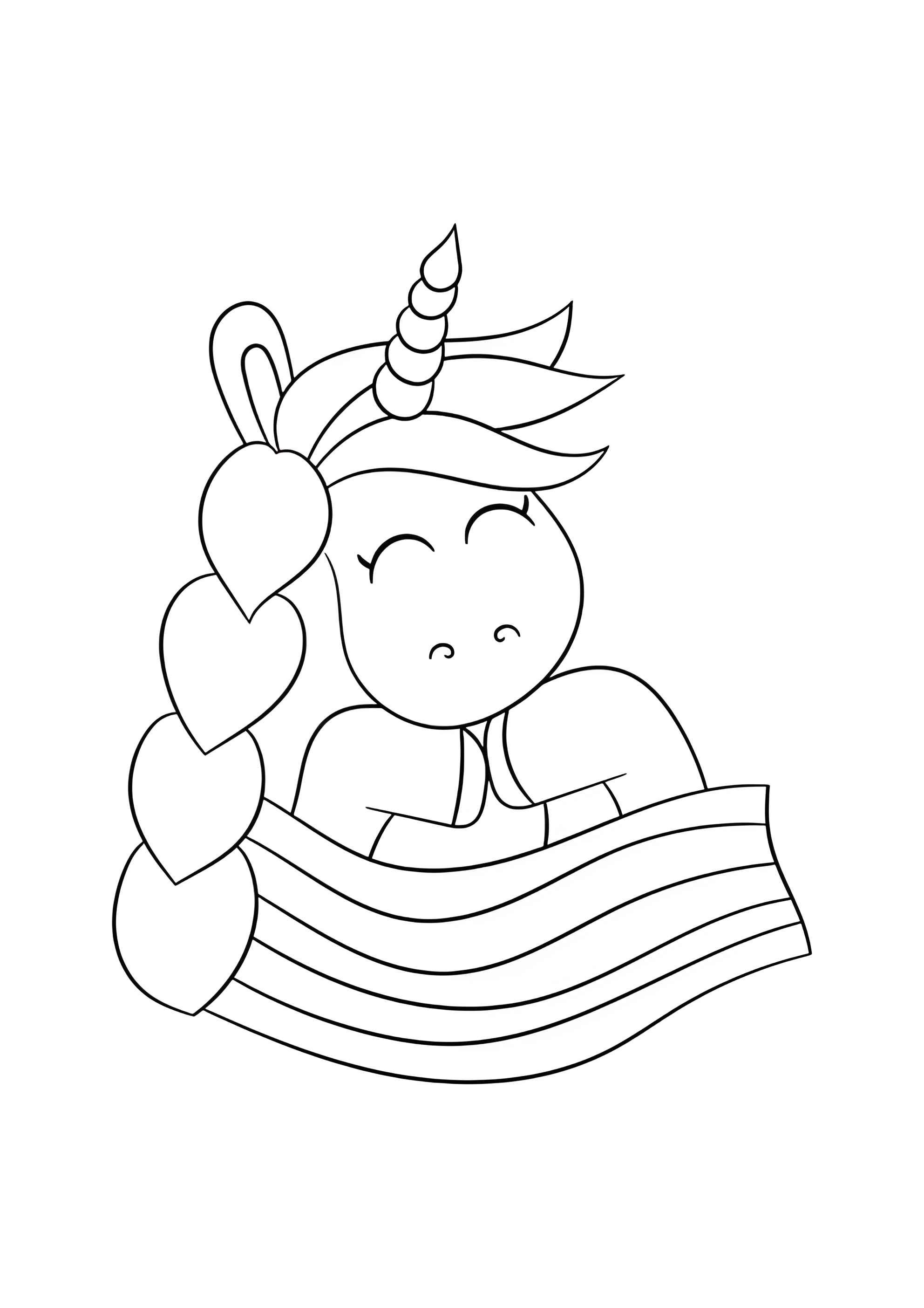 Раскраска Единорог с косичкой