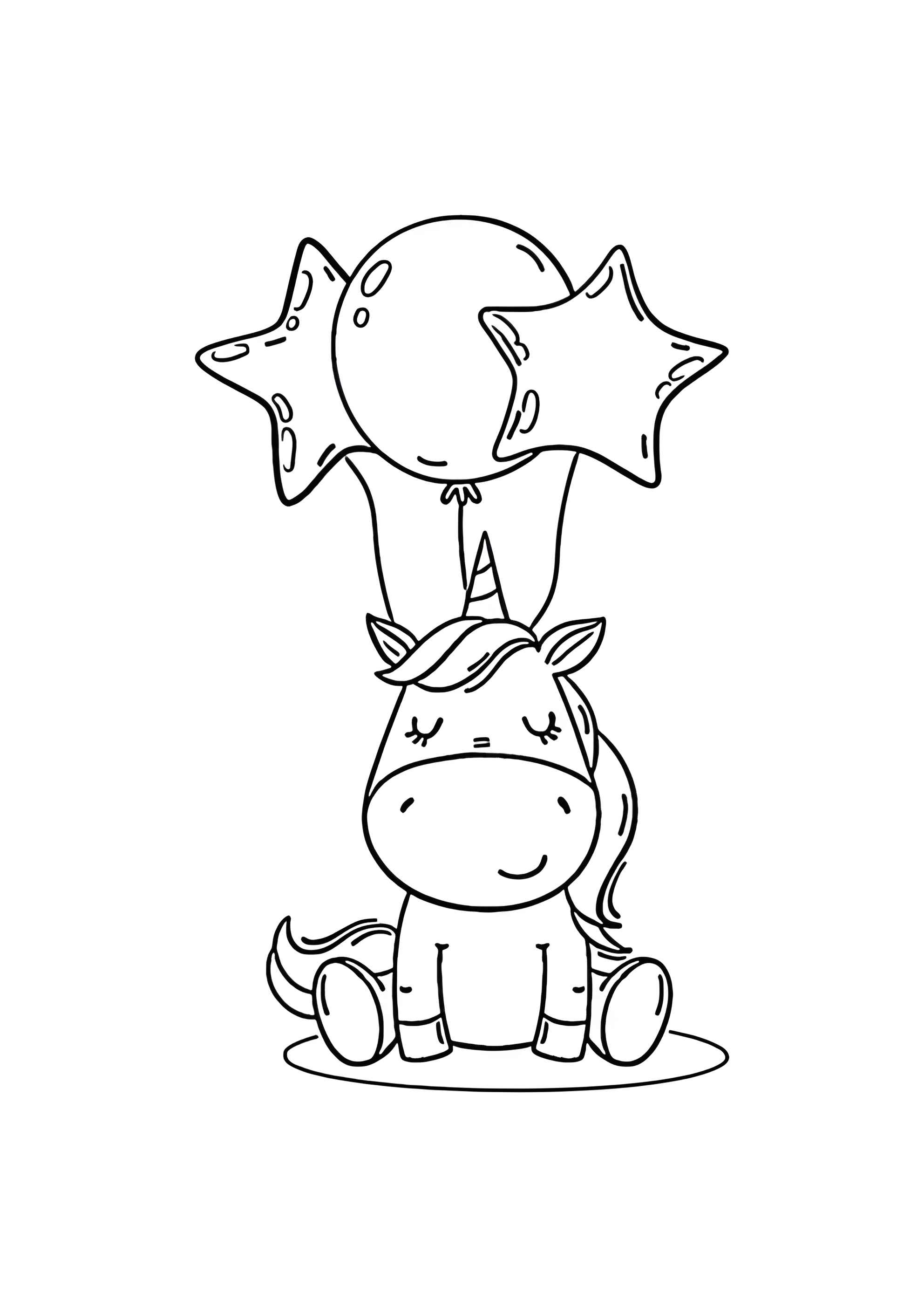 Раскраска Единорог с шариками