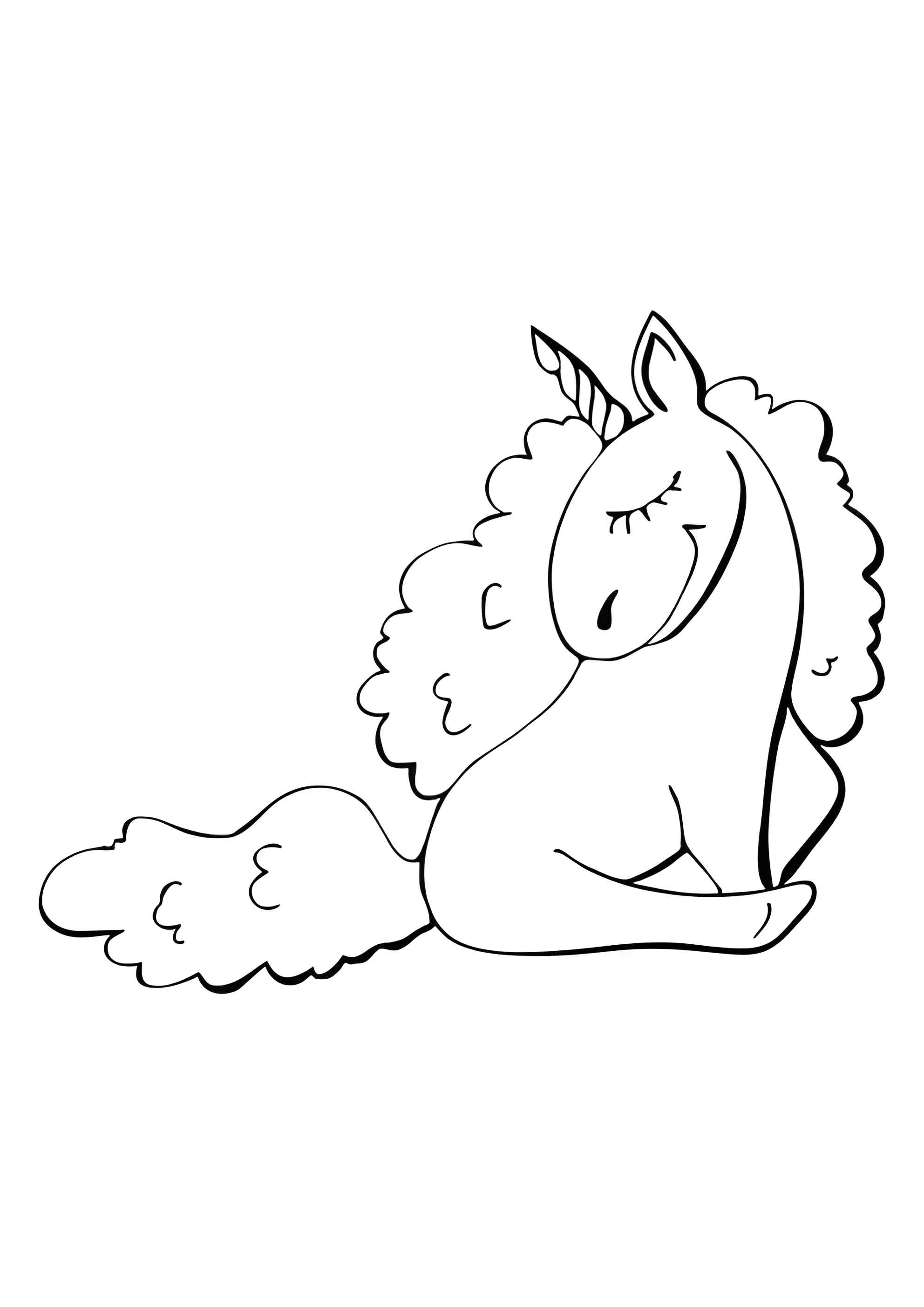 Раскраска Единорог сидит