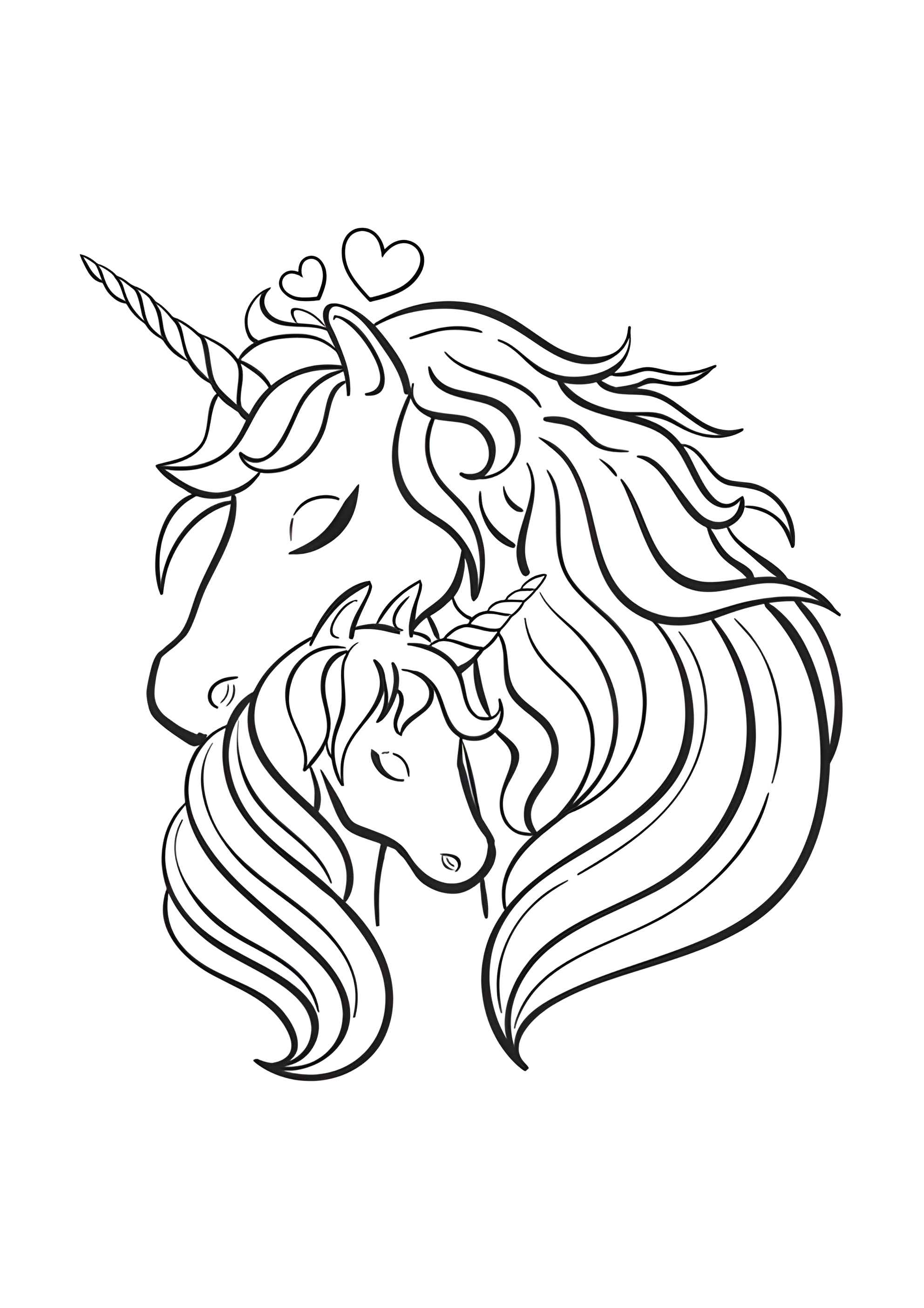 Раскраска Единороги мама и дочь