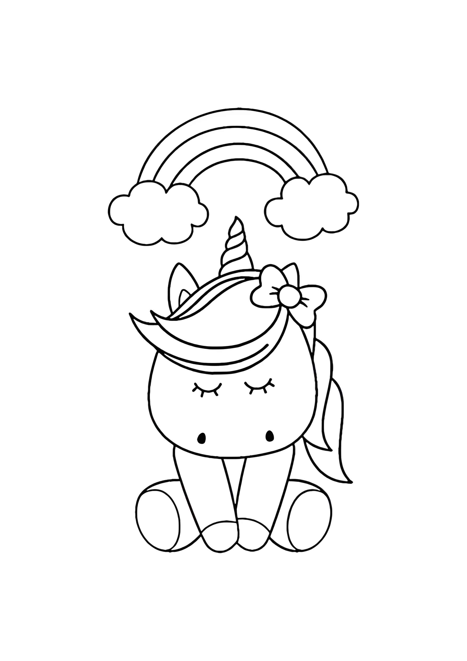 Раскраска Единорожка под радугой