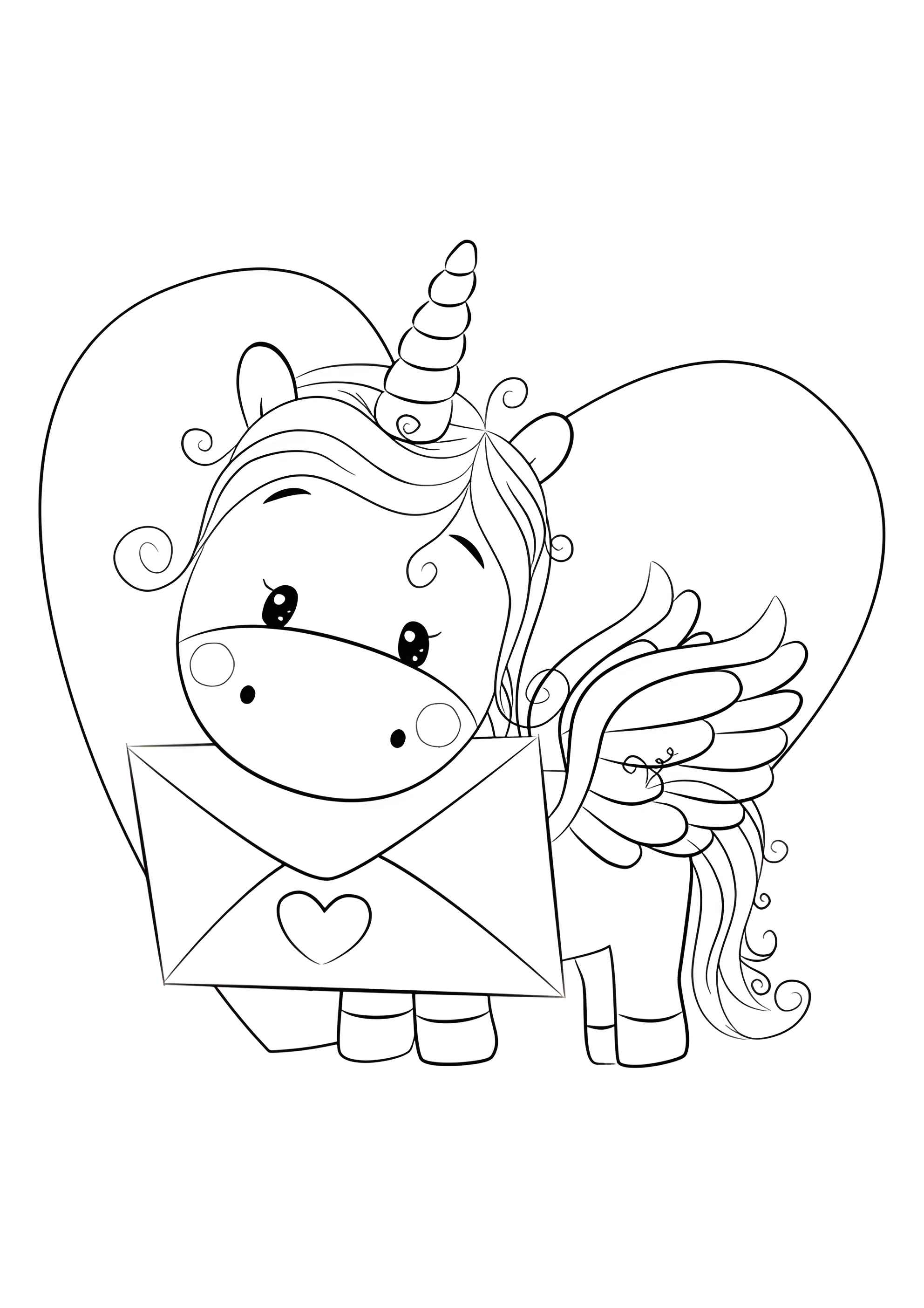 Раскраска Единорожка с письмом